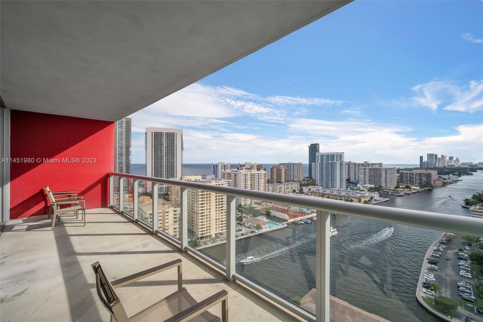 Flexibility Meets Luxury! 2BR & 2 BA on the 25th floor in vibrant Hallandale Beach.Unique split design: a cozy studio AND a separate 1BR with a living room & kitchen. Rent separately or combine. South-facing views promise daily sunshine & breathtaking skylines. Modern amenities, steps from the beach, cafes & shops. Building bonus: short-term rentals allowed! Ideal for investors & personal escapes. A blend of convenience, luxury & beach life awaits. Grab this gem!