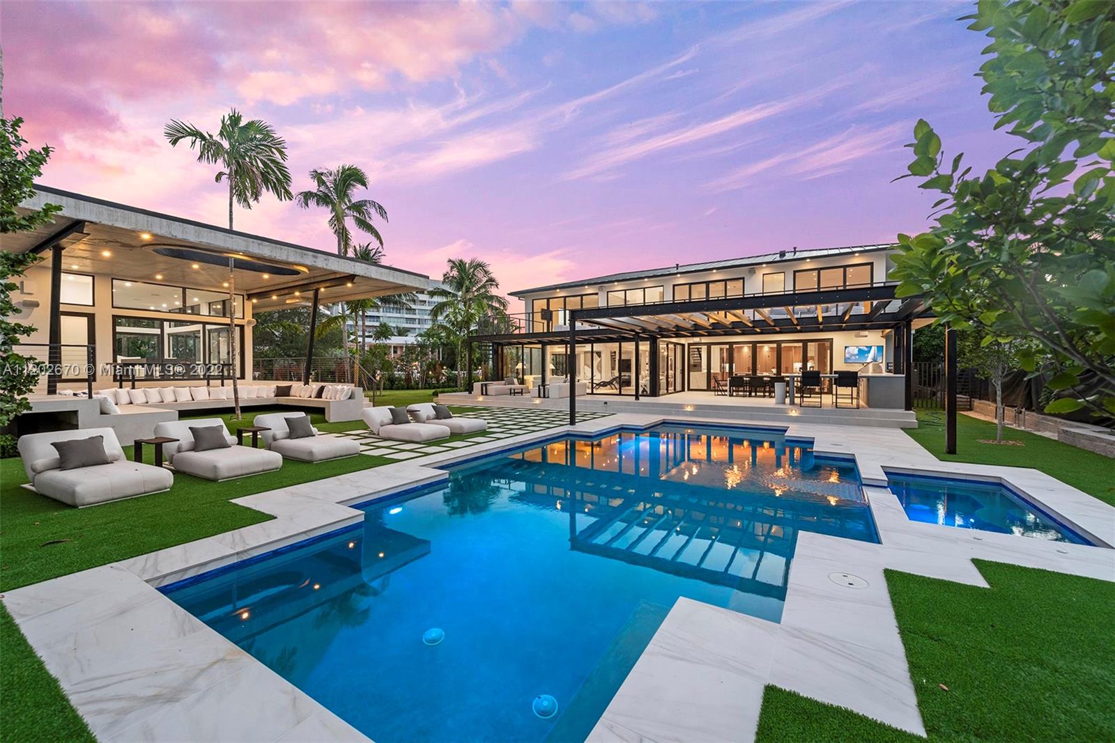 Located in Miami Beach’s coveted Lakeview neighborhood on a 17,204 sf double lot, this ready to move in home leaves nothing to desire. Completed in Q2 2022, the property consists of a main two story house with an office, 4 bedrooms, 5.5 baths, double island kitchen with Wolf and Sub-Zero appliances, butler's pantry with additional refrigeration and full height wine fridge, 902 sf second floor terrace, guest house with 1.5 baths and 518 sf covered terrace, large pool with hot tub, full summer kitchen, 2 car garage, and Control4 Smart Home automated system. Just minutes away from the finest shopping, dining and social scenes in Miami and Miami Beach. With unique exterior spaces, if you're looking for a home that embraces outdoor living, this home is for you.