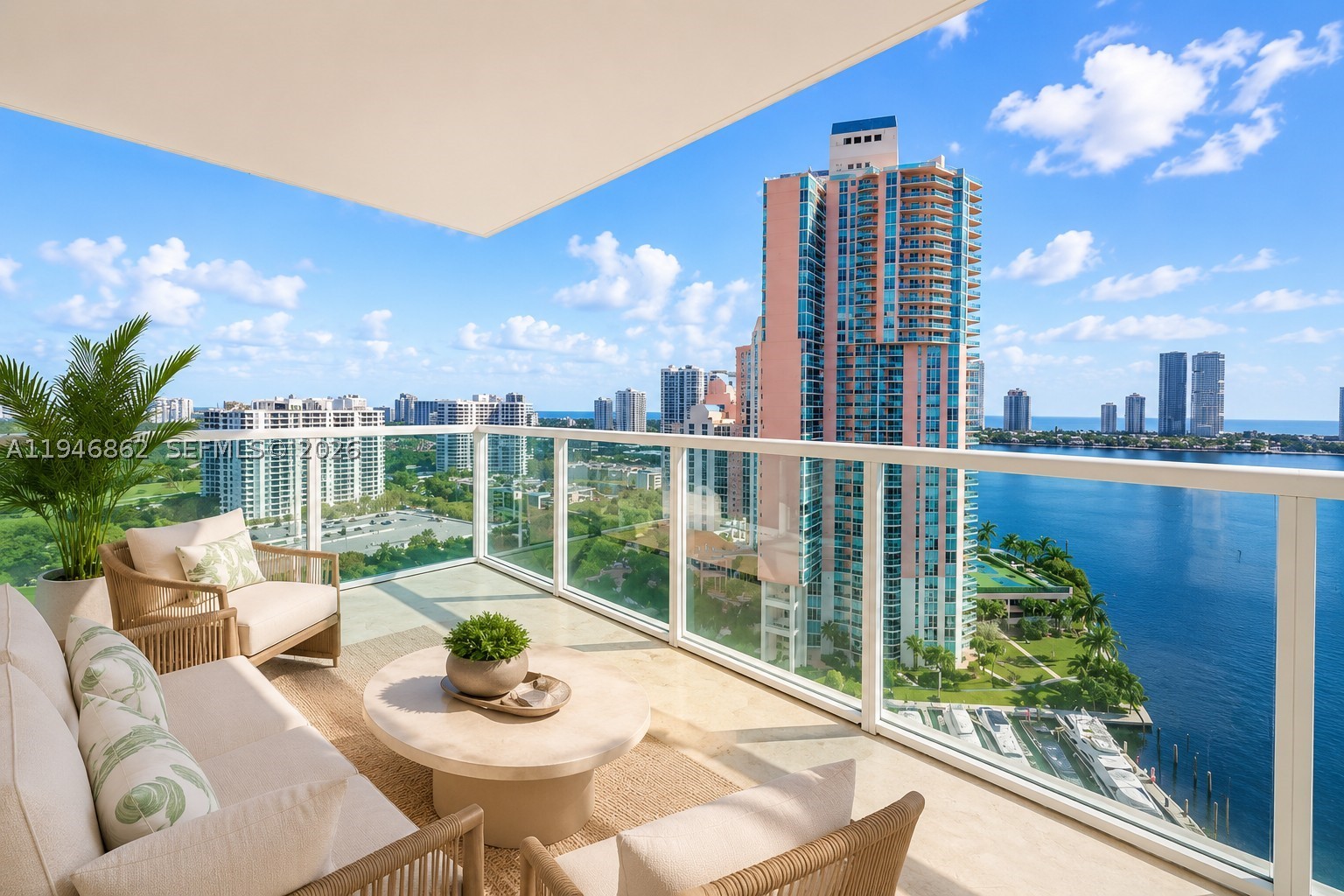 Wake up to breathtaking Intracoastal and ocean views from one of Aventura Marina's largest and most desirable high-floor residences. Offering over 2,020 square feet, this spacious home features 2 bedrooms, 2.5 bathrooms, and an oversized den that easily functions as a true third bedroom, private office, media room, or guest suite.

Floor-to-ceiling impact glass fills the home with natural light while the expansive terrace creates the perfect setting to enjoy spectacular sunrises, waterfront views, and seamless indoor-outdoor living.

This residence offers an exceptional opportunity to personalize one of the building's most sought-after floor plans while enjoying unmatched space, functionality, and value in today's market.

Residents enjoy Aventura Marina's gated waterfront lifestyle with marina access, resort-style pool, fitness center, spa, party rooms, BBQ area, kayak storage, EV charging stations, valet, and 24-hour security.

Ideally located just steps from Founders Park and within walking distance to Aventura Mall, Publix, restaurants, houses of worship, and ACES School.

Includes two side-by-side assigned parking spaces. An exceptional value for buyers seeking space, views, and long-term upside in one of Aventura's premier waterfront communities.