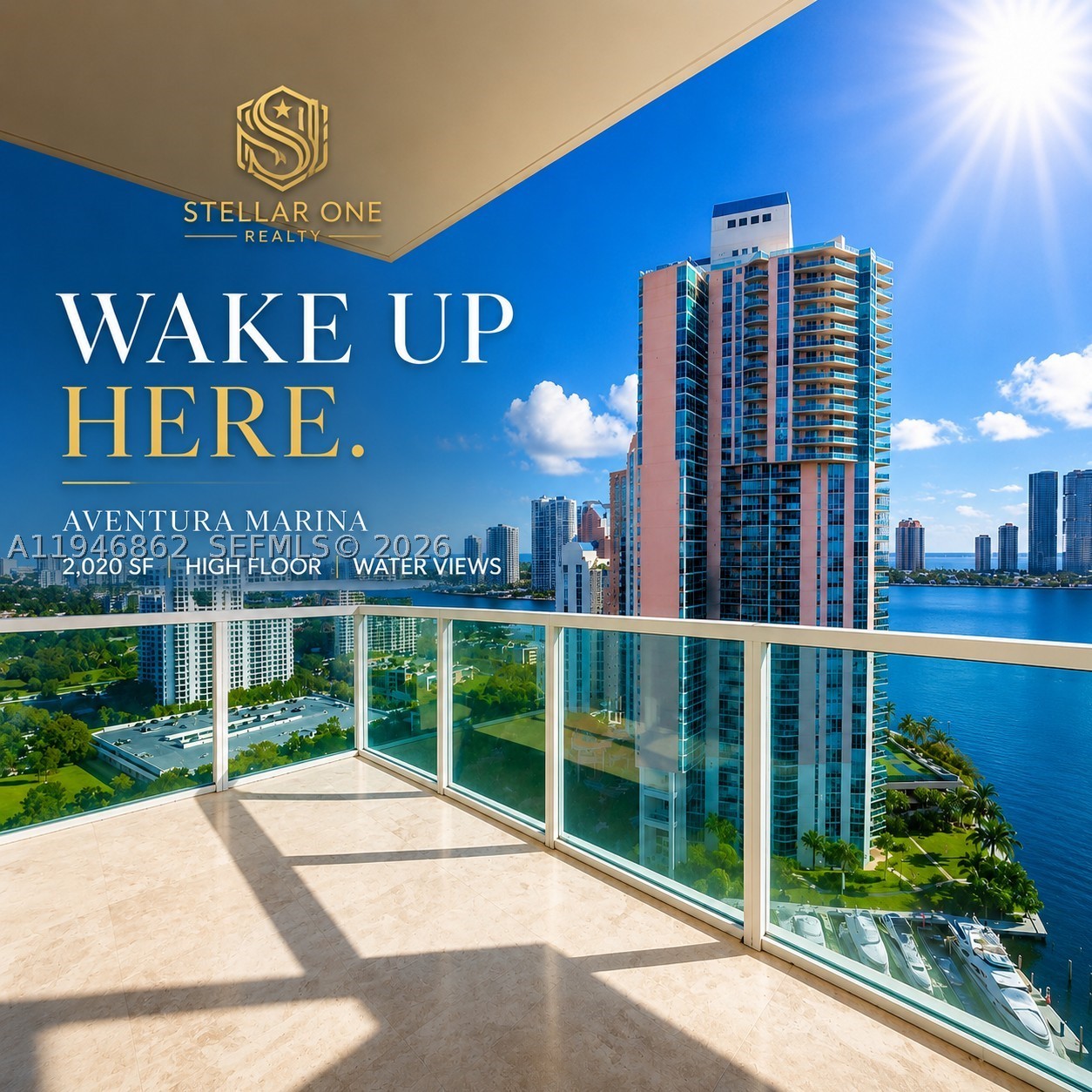 Wake up to breathtaking Intracoastal and ocean views from one of Aventura Marina's largest and most desirable high-floor residences. Offering over 2,020 square feet, this spacious home features 2 bedrooms, 2.5 bathrooms, and an oversized den that easily functions as a true third bedroom, private office, media room, or guest suite.

Floor-to-ceiling impact glass fills the home with natural light while the expansive terrace creates the perfect setting to enjoy spectacular sunrises, waterfront views, and seamless indoor-outdoor living.

This residence offers an exceptional opportunity to personalize one of the building's most sought-after floor plans while enjoying unmatched space, functionality, and value in today's market.

Residents enjoy Aventura Marina's gated waterfront lifestyle with marina access, resort-style pool, fitness center, spa, party rooms, BBQ area, kayak storage, EV charging stations, valet, and 24-hour security.

Ideally located just steps from Founders Park and within walking distance to Aventura Mall, Publix, restaurants, houses of worship, and ACES School.

Includes two side-by-side assigned parking spaces. An exceptional value for buyers seeking space, views, and long-term upside in one of Aventura's premier waterfront communities.