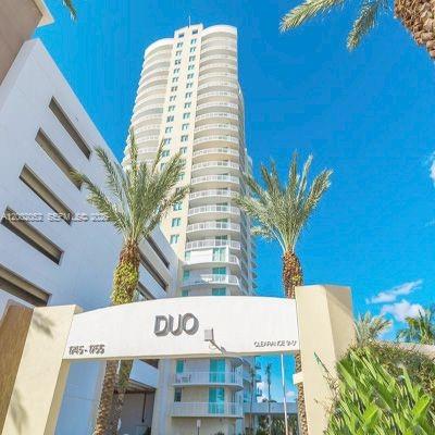 Welcome to luxury living at DUO! Beautiful golf course and city views!. This stunning 2-bedroom, 2-bathroom condo blends style and comfort. Italian-style open kitchen with stainless steel appliances, wood cabinetry, & granite countertops. DUO offers top-tier amenities, including a great Pool area, Valet parking, 24/7 security, Business center, Cyber Cafe, Theater, Gym, and billiards. Enjoy easy access to Miami’s best dining, entertainment, cultural attractions, food market, shopping, and walking distance to the beach, along with major roads and public transit. Seller will pay the special assessment at closing. EASY TO SHOW!!