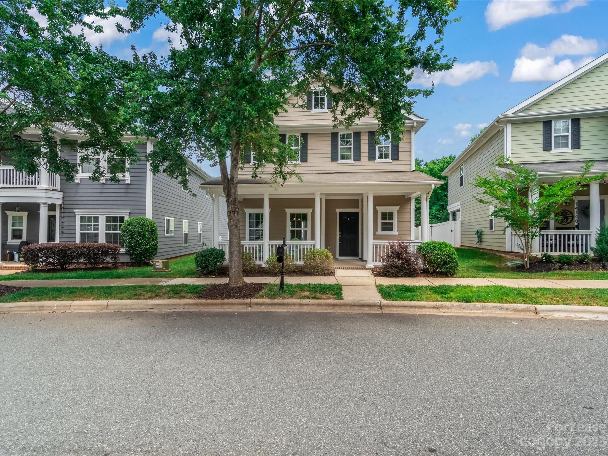 4 bedroom floor plan with attached 2 car garage, fenced yard, and covered patio in desirable Monteith Park.  Clean and neutral with new flooring.  Rocking chair front porch with view of the community green space across the street.  Close to all the Huntersville shopping and restaurants,  Great schools.