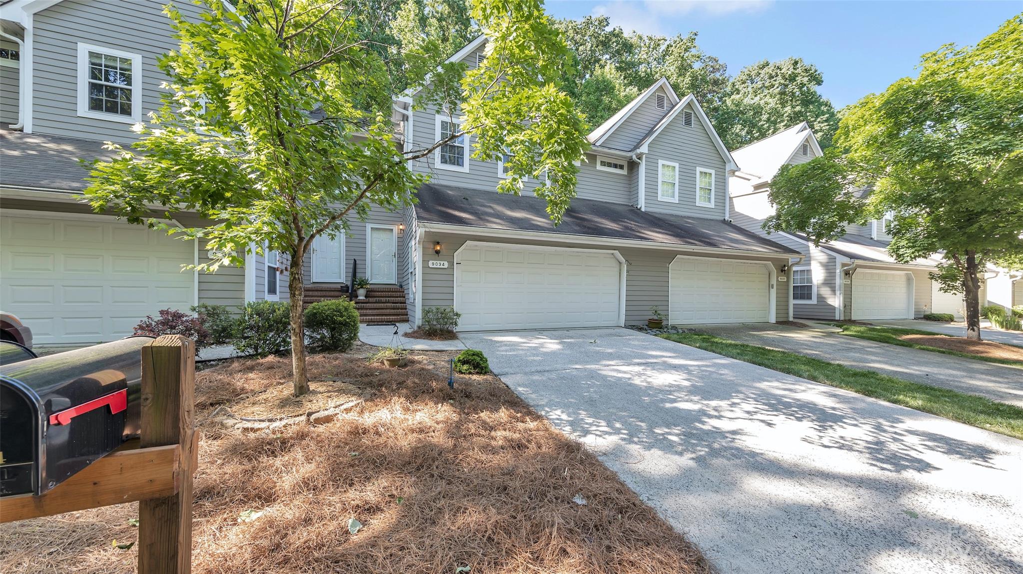 Quiet townhome in Raintree.  Don't miss this home with two car garage, two primary suites on separate floors, and open floor plan on the main level.  The living room has a gas fireplace, skylights and opens to a rear deck overlooking a private wooded area where you can watch the wildlife.  New HVAC in 2020, new hot water heater.  gas range is 2 years old and the refrigerator is 5 years old.  2 story entry foyer, large laundry room and lots of storage.
Raintree is close to all of the shops and restaurants at Arboretum as well as the Four Mile Creek Greenway and William R Davie Park for your outdoor enjoyment.
Raintree Country Club membership entry fee is waived, membership is optional.
