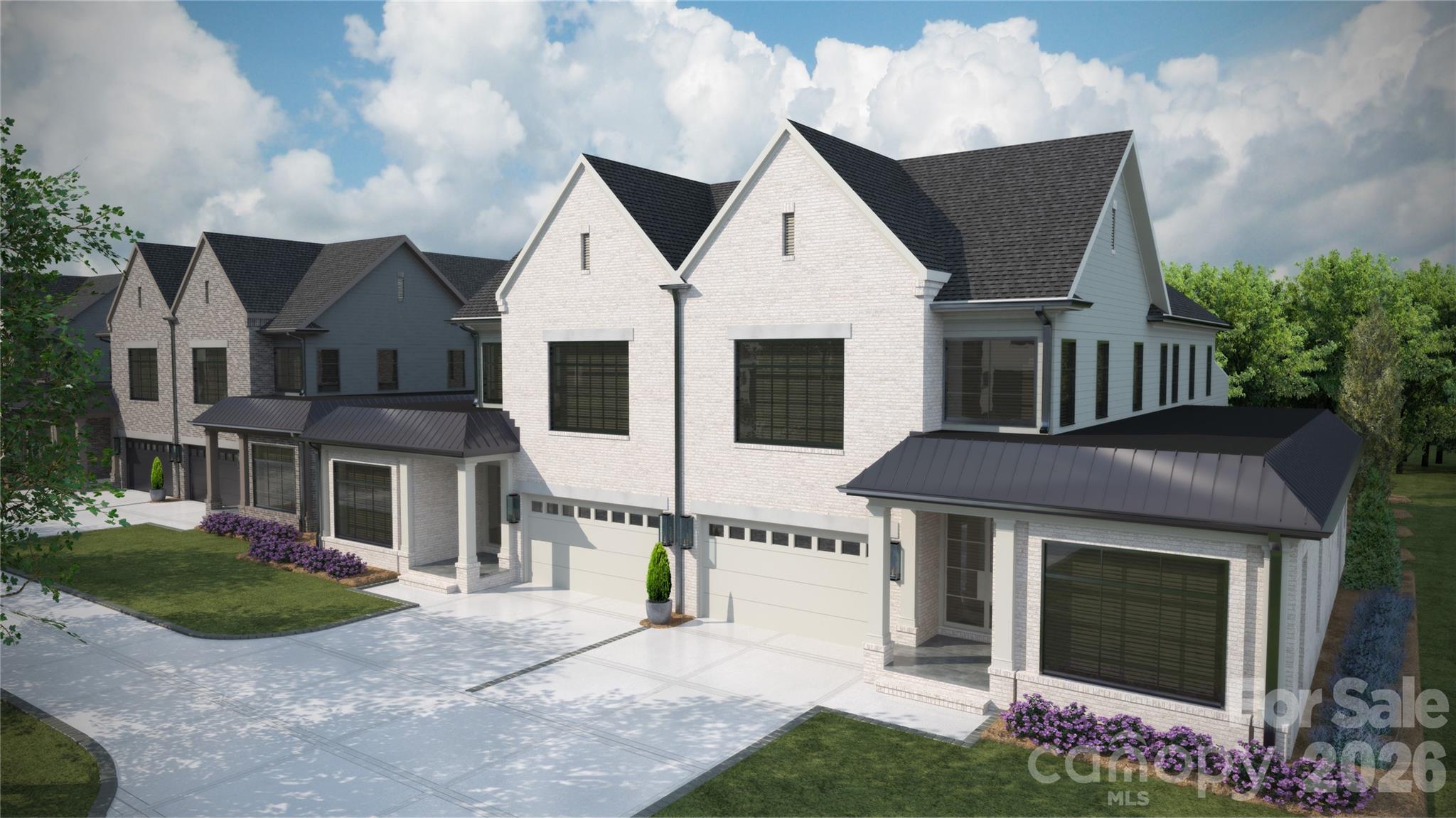 Trinity Park is a new construction TO BE BUILT, boutique community of 6 luxury end unit townhomes, w/ primary-on-main & lock & leave convenience. Centrally located btw Cotswold & Foxcroft, the duets are mins to SouthPark & Uptown! Premium finishes: hardwood floors, Wolf/Sub-Zero appliance pkg, semi-custom cabinetry, & designer fixtures. Kitchen with oversized island w/ a great view of the Living Room & direct access onto a large, covered patio w/ gas FP, creating an ideal setting for outdoor living & entertaining year-round. Owners can customize their townhome by selecting from our Interior Designer selections. Primary-on-main & primary upstairs feature 2 vanities, walkin shower, garden tub/linen cabinet option, & ample walkin closets. The primary suite up offers a walk-out balcony w/ stunning views of the tree-lined yard. Enjoy executive style, maintenance-free living w/ landscaping included, 2 car garages, & pkg for guests. Elevator included as an upgrade option w/ rough in included.