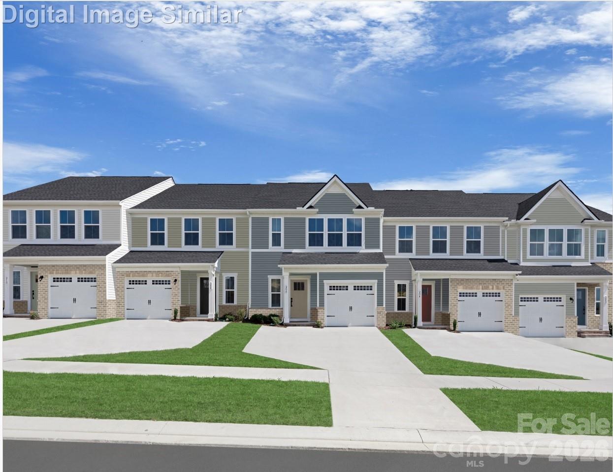 Welcome home to a charming, low maintenance townhome community conveniently located less than 5 miles from Afton Ridge and Concord Mills, offering easy access to shopping, dining, and entertainment. Daily essentials are just minutes away making everyday living easy and enjoyable. These spacious two-story townhomes feature 3 bedrooms, attached garages, and an open concept design perfect for modern living. The kitchen shines with granite countertops, a large island, stainless steel appliances, and a walk in pantry. The great room seamlessly concepts to the kitchen, creating a welcoming space for gathering with family and friends. Upstairs, the primary suite offers a peaceful retreat and includes a tray ceiling, two closets, and a spa inspired bath with dual vanities and a Roman shower with dual heads and a framed glass door.  The 2nd floor also includes large secondary bedrooms, guest bathroom and a spacious laundry room. Enjoy outdoor living on your private patio, perfect for relaxing or entertaining.  Community walking trails invite morning strolls, afternoon break or weekend exploration. Lawn maintenance is included, allowing you to enjoy your home and neighborhood. With easy access to I 85 and I 485 commuting is a breeze. Ask about special financing options available through our preferred lender. Your private oasis awaits. Primary residence only. To Be Built. Photos are for illustrative purposes.