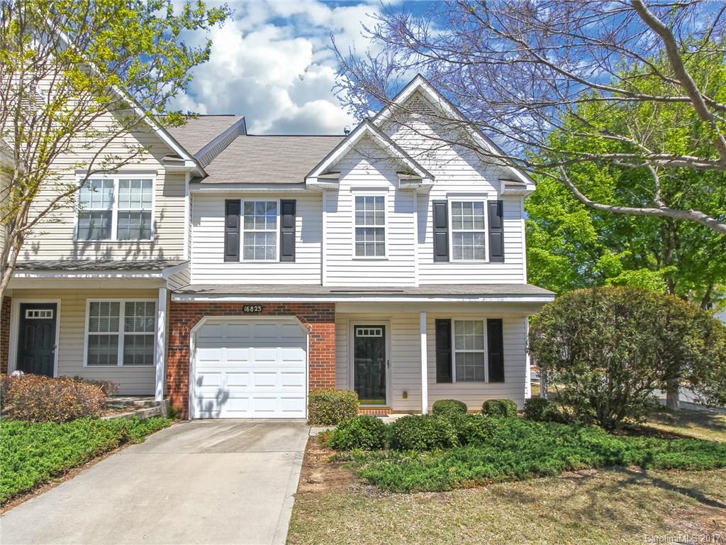 End unit townhome w/ engineered, prefinished bamboo floors & tile throughout first floor. Convenient to I-485 and University area. Open floor plan: kitchen, dining area, and living room with gas log fireplace. Tons of kitchen counter space, gas range, and refrigerator conveys with sale! Full size washer/dryer connections. Master bedroom on main features vaulted ceilings, dual sinks in bath & his and her closets! 2 bedrooms, full bath, and a loft upstairs. 1 car attached garage with driveway.