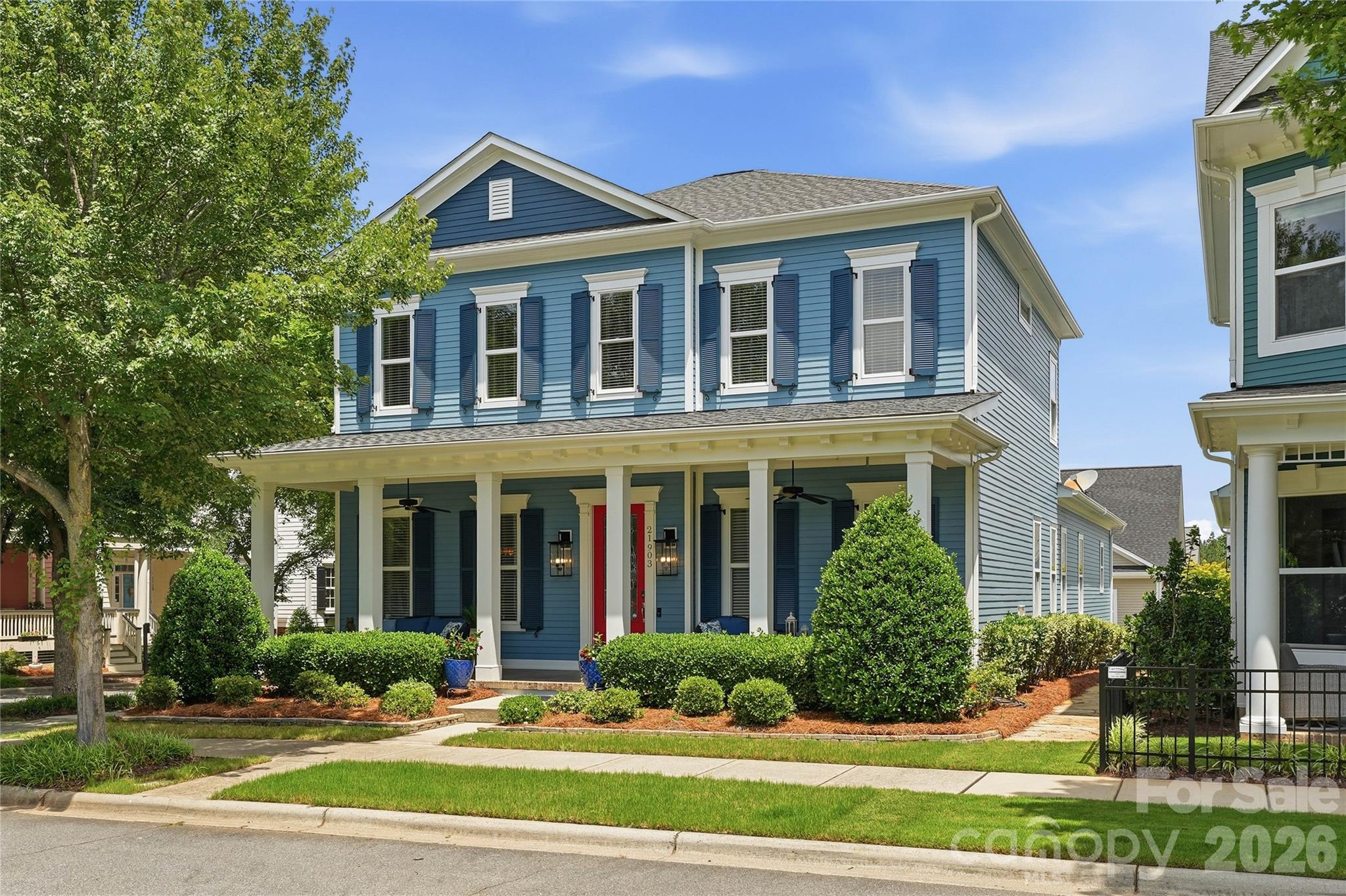 Beautifully maintained 2-story Charleston-style home combines classic Southern charm with a convenient, lock-and-go lifestyle. Relax on the spacious covered porch overlooking open green space. Inside, the bright, open layout features a large dining room flowing into a gourmet kitchen with an oversized island, stainless appliances, granite, freshly painted cabinets and a seamless connection to the great room—perfect for entertaining. Just off the kitchen, a screened-in porch is ideal for hosting guests. The main-level primary suite offers dual vanities, granite counters, a walk-in shower, garden tub, and his-and-her closets.  The 2-car garage has extra space for a workbench, TV and/or refrigerator and provides direct access to the laundry room for extra convenience. Upstairs, a versatile loft makes a great office, playroom, gym, or game area, along with three more bedrooms and two full baths. Large walk-in attic space off closet in upper bedroom is great for holiday decor storage. Located in the highly sought-after Antiquity neighborhood, you’ll enjoy a community pool, dog park, walking trails, a covered bridge, and greenway access—all within walking distance to shops, restaurants, and both Downtown Cornelius and Downtown Davidson. Come and see this home today because it won't last long.
Recent updates include exterior paint and new lighting 2024; New roof, attic vents and water heaters 2022; Cabinets painted in kitchen and primary bath 2025; and garage painted 2026.