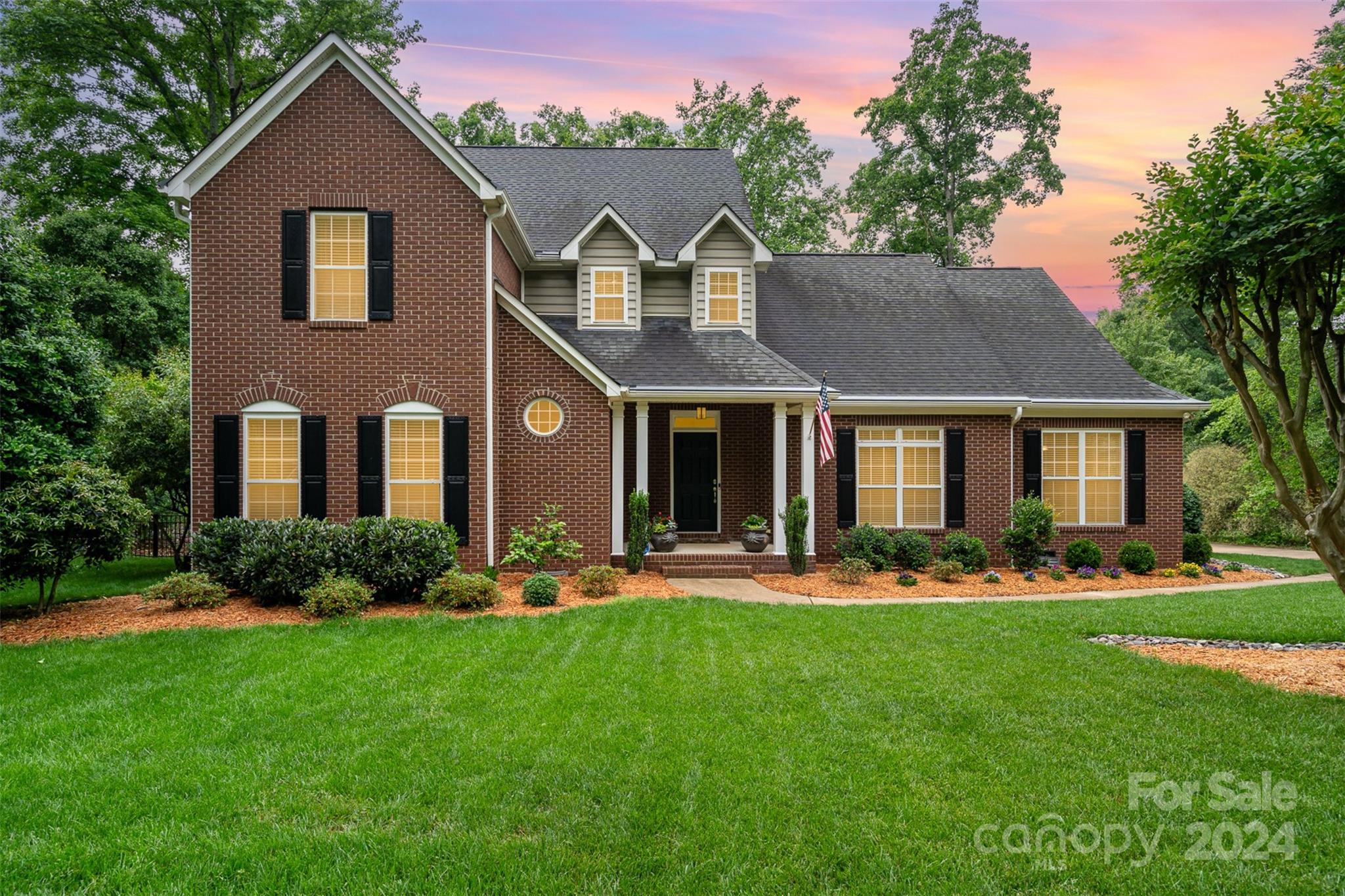Welcome to your dream home near many amenities and GOLF COURSE, where luxury meets comfort  in this stunning 2-story brick abode. A gunite POOL installed in 2022, complete with a state-of-the-art pool heater, captivating water features, and mesmerizing LED lights. Picture-perfect evenings await by the GAS FIRE PIT, creating an idyllic outdoor living space for relaxation and entertainment. Meticulously crafted landscaping offers a serene backdrop for every moment. The SUNROOM provides a tranquil haven where you can keep a watchful eye on loved ones as they revel in the joys of the pool. This home features 4 BEDROOMS and 3 full BATHROOMS  adorned in neutral tones that set the stage for relaxation. Newly installed HARDWOOD floors grace the foyer and plush carpeting and premium padding in bedrooms The spacious kitchen and breakfast area is bathed in NATURAL LIGHT. Experience the epitome of comfort, luxury, and space in this meticulously designed home.