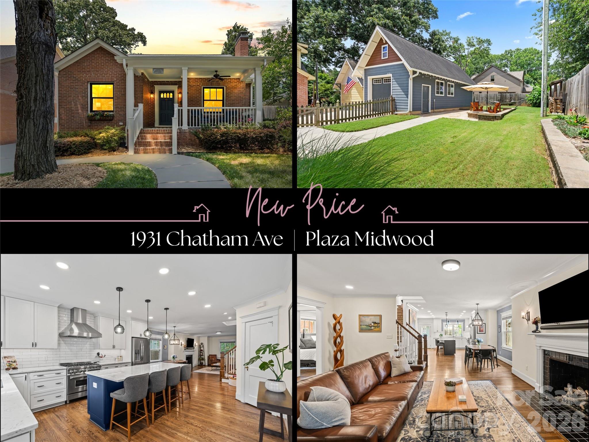 Some homes are renovated. This one was thoughtfully reimagined, preserving the soul of the original 1940 bungalow while creating the space, comfort, and luxury today's lifestyle demands.
Completed in 2021, the down-to-the-studs renovation with rear and second-story additions doubled the home's footprint while honoring the owners' vision that, from the street, it would remain the same modest brick home the neighborhood had known for generations. Original hardwood floors remain in the main living areas, while the restored front door, original fireplace hearth, original interior doors with their original brass hardware, and even a working skeleton-key lock serve as enduring reminders of its history.
Inside, an open floor plan creates effortless everyday living and entertaining. The chef's kitchen anchors the home with an oversized island, six-burner gas range, pantry, abundant cabinetry, and adjacent laundry room. Luxurious primary suites on both the main and upper levels offer exceptional flexibility. Upstairs, a spacious loft offers flexible living space, while the expansive walk-in attic offers storage rarely found in homes of this era. Added in 2013, the detached tandem garage with both driveway and alley access offers exceptional convenience, functionality, and storage.
Outside, the backyard invites you to relax or entertain with its expansive stone patio and fire pit, creating a seamless extension of the home's living space. The welcoming front porch is the perfect place to greet neighbors and wave to the countless dogs who know this home as a favorite stop along their daily walks. In the heart of Plaza Midwood, you'll enjoy life in one of Charlotte's most sought-after neighborhoods, where restaurants, breweries, coffee shops, parks, and local favorites are just moments away, while Uptown Charlotte is only minutes from home. Well known to many neighbors as the beloved "Dog Treat House," this home carries a community tradition that has made it a favorite stop for countless four-legged visitors over the years.
A home with history. A renovation with purpose. A Plaza Midwood lifestyle that's hard to match.