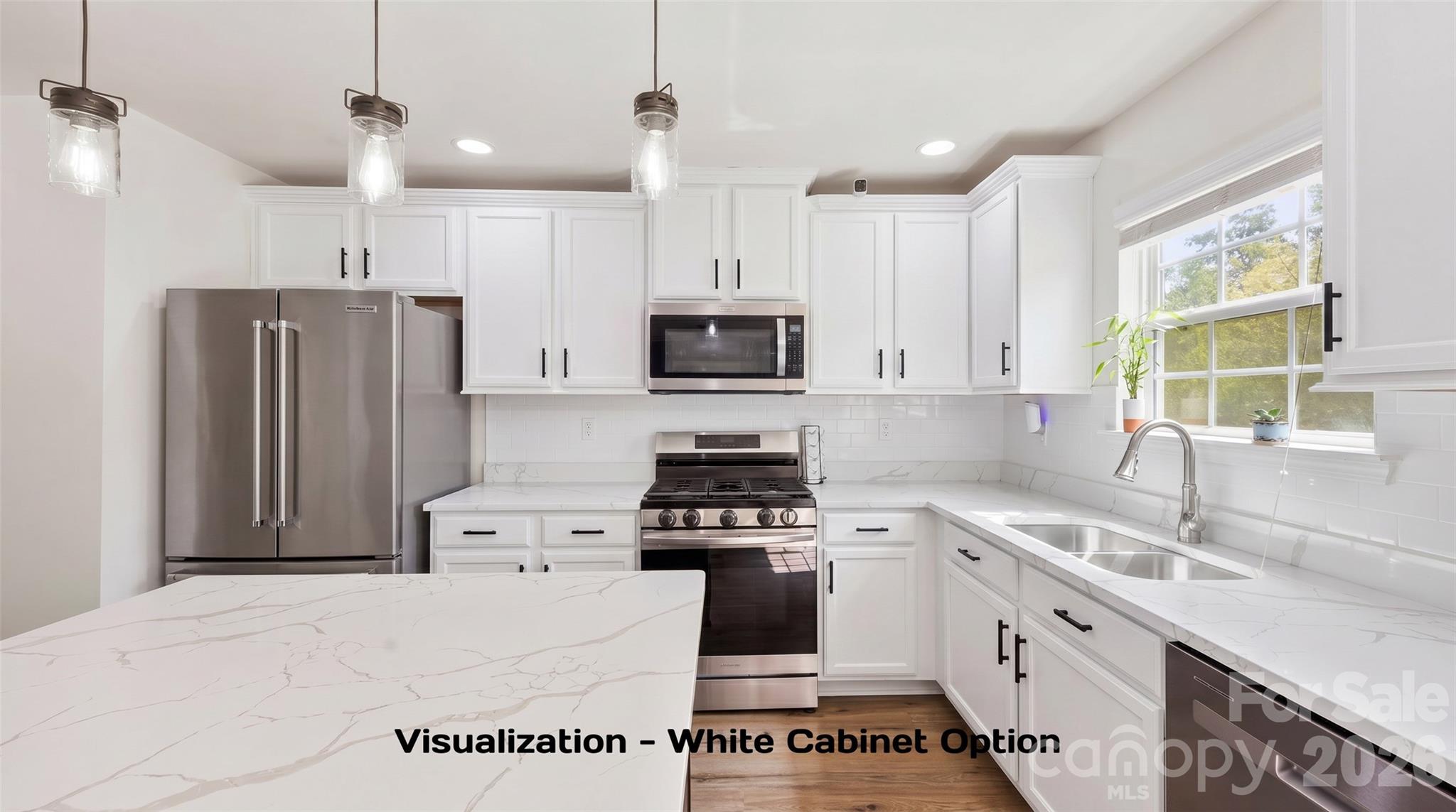 Eligible for 0% down, No PMI, 10K lender credit with preferred lender, PLUS $10K buyer flex credit (toward interest rate buydown or home improvements). Welcome to this beautifully upgraded 4-bedroom, 2.5-bath home in the desirable Northlake Landing community — where location meets lifestyle. Situated just 15 minutes from Uptown Charlotte and only 2 minutes to I-485, you get the convenience of the city without sacrificing privacy. Added bonus: direct access to Long Creek Greenway and McIntyre Creek Greenway for outdoor recreation, plus easy I-77 connectivity for broader commuting options.
Step inside to an open floor plan bathed in natural light, featuring luxury vinyl plank flooring throughout the main level. The kitchen is the heart of the home — fully upgraded with an expanded quartz island perfect for entertaining, a gas range, pendant lighting, and ample pantry storage. Customize your kitchen to match your style: consider upgrading to white cabinetry with premium hardware finishes and new refrigerator using your $10K buyer flex credit (example of this is shown in listing photos). The dining room offers a flexible layout, working beautifully as either a formal dining space or a dedicated home office.
Upstairs, the spacious primary suite impresses with vaulted ceilings, a generous walk-in closet, and a private en-suite bath. All three additional bedrooms are larger than average with oversized closets — great for families, guests, or a home office.
Step outside to your private retreat: a fully extended patio and built-in fire pit backing up to mature privacy trees — your own backyard escape. Additional highlights: newer carpet upstairs, epoxy-coated garage floor, and close proximity to retail shopping and everyday conveniences. This one truly checks every box. Schedule your showing today!