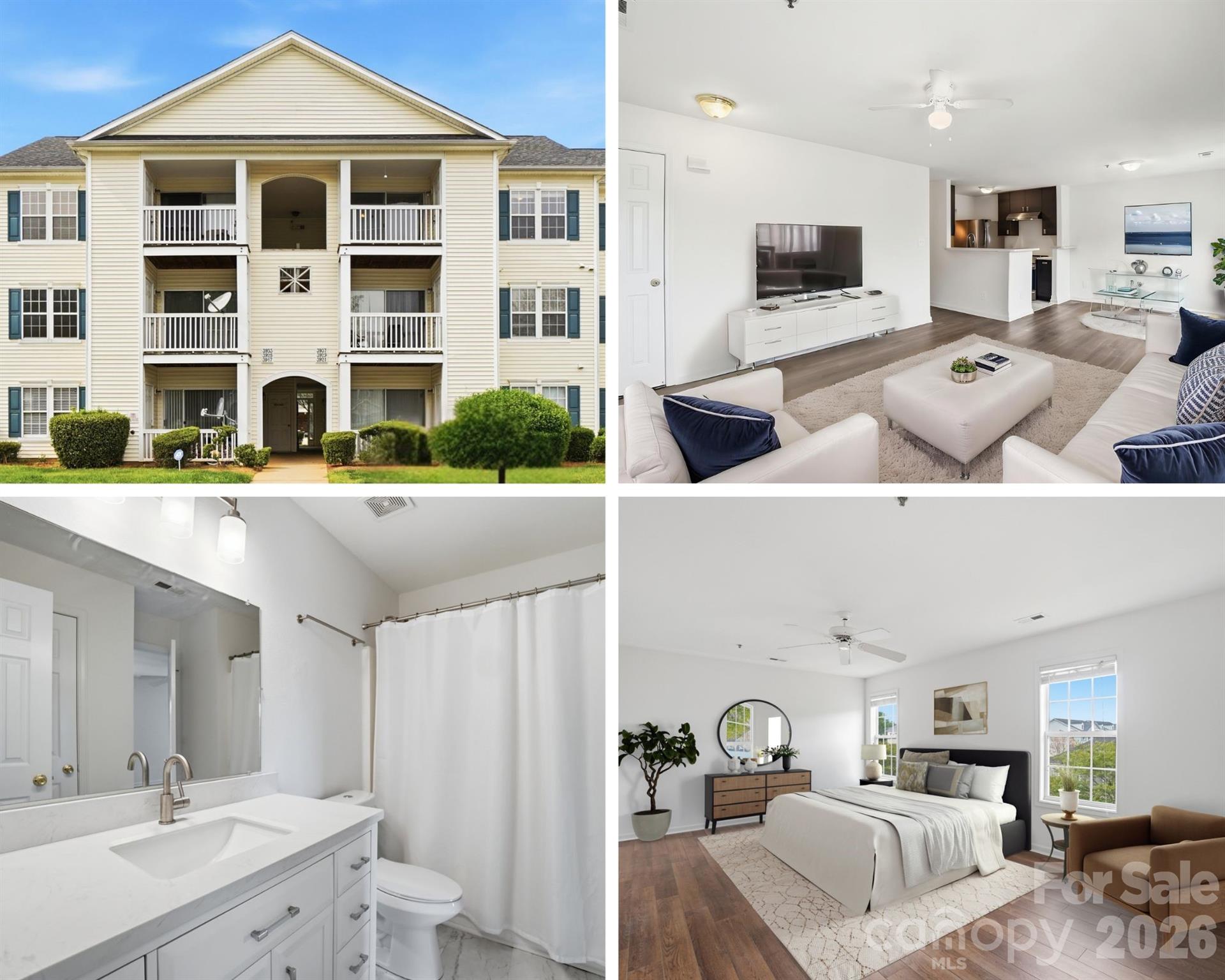 SELLER OFFERING A $5,000 CONCESSION AT CLOSING!!! You can use it to significantly lower your interest rate permanently. Or do a 2-1 temporary buydown where your rate drops 2% in year one and 1% in year two, with the option to refinance anytime rates improve. Either way both options save you tons of money! Enjoy comfortable, low-maintenance living in this beautifully refreshed third-floor condo with 2 bedrooms and 1 full bath. Fresh paint and newer laminate wood flooring create a bright, updated feel throughout, while the kitchen features stainless steel appliances and includes a washer and dryer that will remain. The updated bathroom adds a polished touch, and the functional layout supports easy everyday living. Relax on the covered patio and enjoy the convenience of being just steps from the community pool and clubhouse. Move-in ready and thoughtfully improved, this condo offers a simple, comfortable lifestyle in a convenient setting. Amazing location that is just minutes to uptown Charlotte and all the amazing restaurants and sports arenas. This one marks all the boxes!