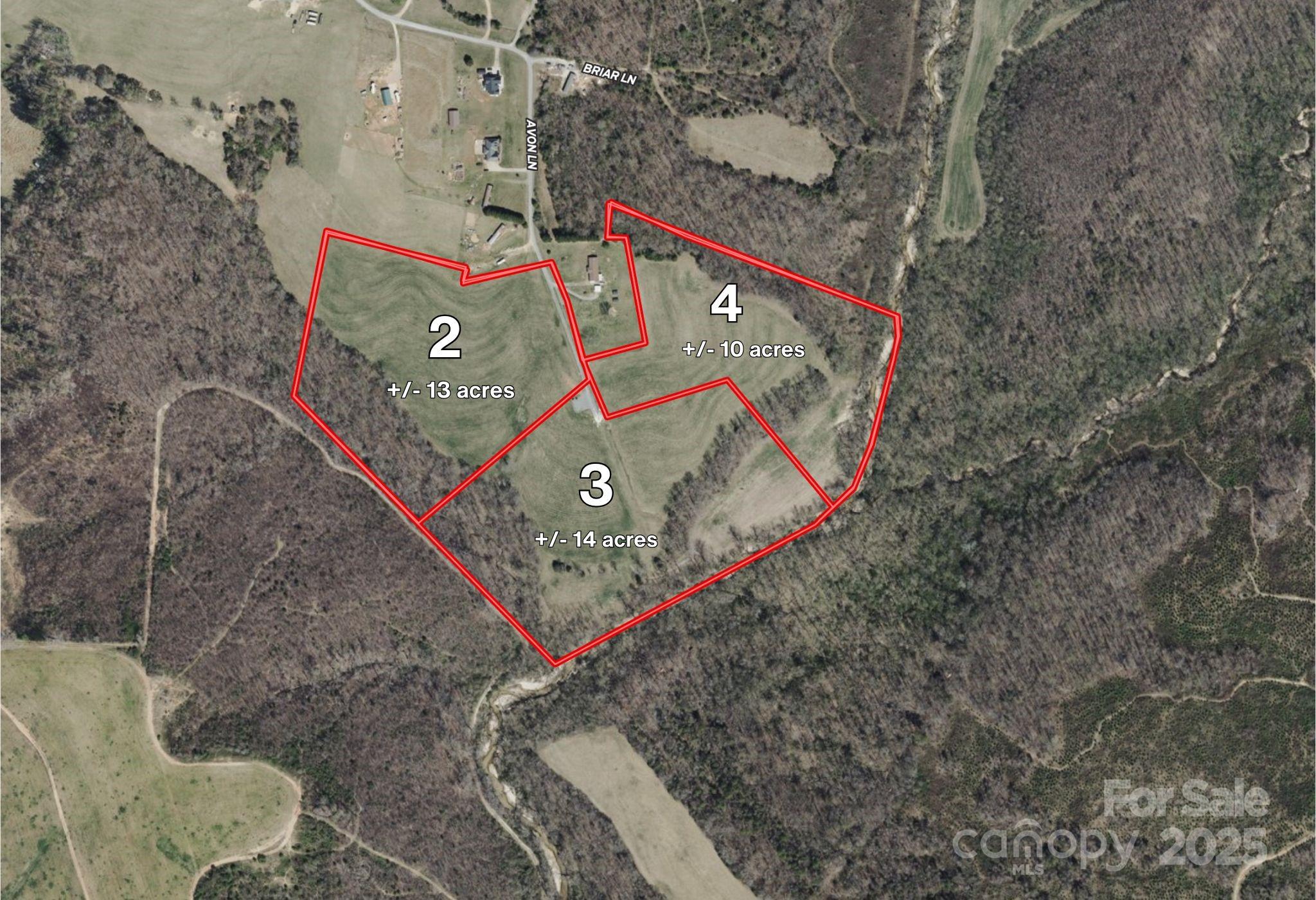 Tract #3 is a beautiful ±14-acre parcel featuring rolling pasture, mature trees, and natural creeks meandering through the property. With multiple buildable areas and scenic views, this tract provides flexibility for your custom homesite, barn, or recreational use.

Tax value is an estimate based on the prorated current parcel.  Tracts 2, 3, and 4 are portions of a larger 37± acre parent parcel (also listed in the MLS as Tract 1). Displayed property lines are approximate for marketing purposes only. Interior division lines have not been surveyed to date. A new boundary survey is recommended to confirm exact acreage and boundaries prior to closing.