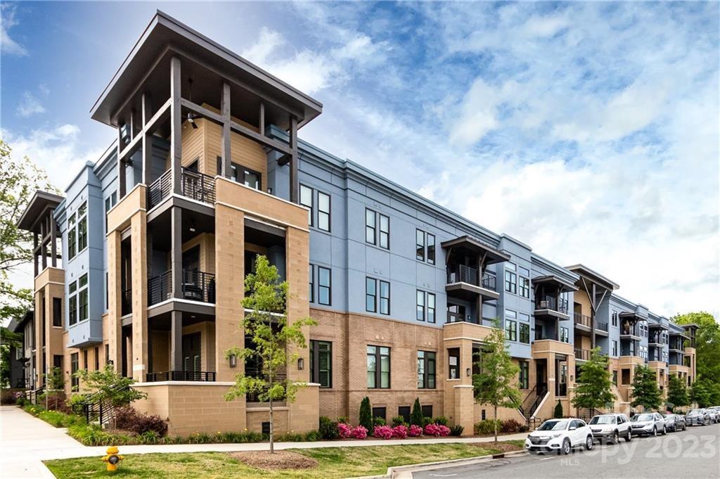 Beautiful condominium in the heart of South End and Dilworth.  Enjoy this stunning home with designer touches like quartz counters, black faucet, soft close cabinets, faux brick wall and more. Engineered hardwoods throughout the unit. 1 bedroom 1.5 Bath garden style condo that flows from kitchen with island seating into the spacious living room. Half bath for guests and large coat closet for extra storage. 10ft Ceilings, Gas cooktop, private covered outdoor space. Large bedroom connected to the en suite and large walk in closet. Gated community offers an onsite fitness facility, outdoor fire pit, grill area and green space for pets. Elevator leads to all floors as well as the garage under the building. 1 Deeded parking space for the unit near stairs. Entire site is gated for additional security and privacy. HOA includes all amenities, water and gas. Convenient to all of the Southend hot spots, light rail stops and everyday shopping. Located off of the main road for a quiet residence.