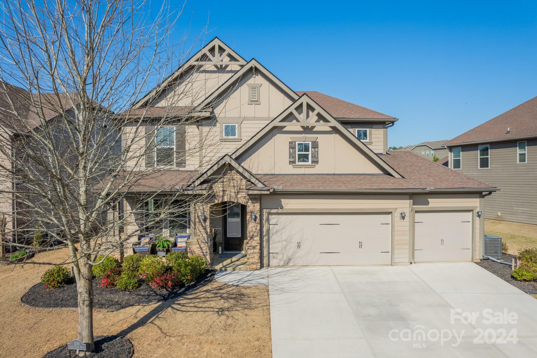 MULTIPLE OFFERS RECEIVED - offer deadline 10:00 PM 3/23 with decision on 3/24. The open floor plan of this east facing home is bright & full of light! This home boasts new high-end lighting throughout main level & fresh interior paint. Upon entering find a private office with French doors (can also be dining room). Continue to the beautifully updated chef’s kitchen with white cabinets, new cabinet hardware, new tile backsplash, oversized island, granite countertops, double ovens, large single-basin sink, 5-burner gas cooktop with exterior vented exhaust fan. The kitchen also features an oversized walk-in pantry & custom wine/bar room.  Spacious primary bedroom suite on main level with custom closet & shoe closet. Upstairs find a large loft (partial walls closed in without permit – see disclosures), 4 bedrooms with walk-in closets & a full bathroom with double sinks. Large fenced back yard ready for a pool and/or outdoor living setup! Owner is SC & NC Realtor. Home warranty included.
