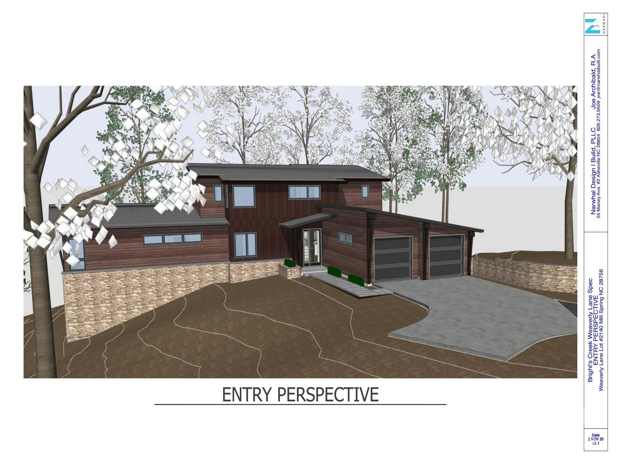 *NOW under construction* Located in one of the wooded high valleys of Bright’s Creek Golf/Equestrian gated community this new construction project is a collaboration from Modern Mountain Builders and Narwhal Design, blending contemporary aesthetics and functional design to create a serene mountain home. This home provides main level living with contiguous Kitchen/Dining/Living wing with large screen porch and deck, two bedrooms with en suite baths, pantry, mudroom and two-car garage. The upper level features two additional bedrooms with en suite baths and an office nook. An unfinished lower level offers the opportunity for a large rec room/home theater, additional full bath and access to an outdoor patio. The gentle sloping lot allows ample space for outdoor living & entertaining. Once completed it will be NC GreenBuilt Certified, low maintenance finishes, wood timber & stone accents, large glazing for views & light and built-in cabinetry round out this home with simple elegant detail.