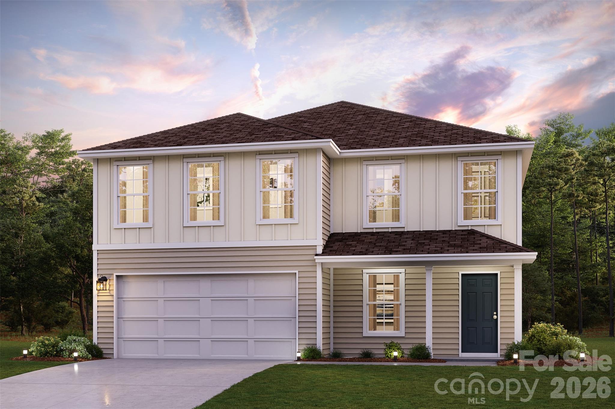 Discover Your Dream Home in the Buffalo Creek. The elegant Kingston Plan is a  two-story home that features a welcoming flex room and an open-concept design where the Great Room, Dining Area, and gourmet kitchen seamlessly connect. The kitchen is a culinary masterpiece with sophisticated cabinetry, rich granite countertops, and  stainless steel appliances, including a smooth-top range, microwave, and dishwasher.
Upstairs, find a  primary suite with a private bath featuring dual vanities, a spacious walk-in closet, additional bedrooms, and a practical laundry room. Enjoy leisure time in the versatile game room and benefit from a 2-car garage. With energy-efficient Low-E insulated dual-pane windows and a 1-year limited home warranty, this home offers both style and functionality.
