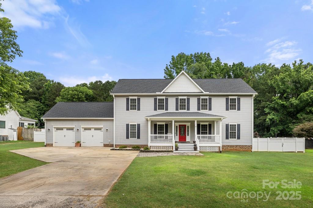 Welcome to this beautiful 3-bedroom, 3.5 bath home on a one-acre lot w/no HOA. You'll find spacious living areas-a layout ideal for everyday living & entertaining. Main floor living area flows seamlessly into the kitchen/dining areas. Kitchen features a double oven, ample cabinetry, soft-close drawers, & SS appliances. Primary on main/large primary bath w/heated tile floors; custom under the stairs nook for your pet! Main floor laundry w/cabinets/sink.
Upstairs, enjoy a flex/theatre room w/projection screen, barn doors & surround sound, as well as a spacious home office. All secondary bedrooms have direct access to bathroom. Large walk-in attic storage.
Covered rocking chair front porch, large covered back porch, w/deck, above-ground pool for summer fun, fenced yard offering privacy, 2-car garage & oversized driveway w/ample parking, tankless water heater.
Rare find offering space, privacy, & freedom of NO HOA restrictions—minutes from shopping, dining, and more!
