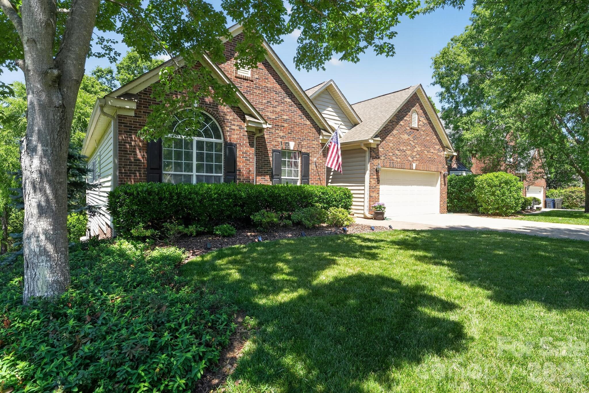 Beautiful, lovingly cared for four bedroom ranch home on the golf course in the highly sought after Northstone Country Club neighborhood in Huntersville. Open floor plan with hardwood floors, multi-level ceilings, crown moldings and amazing archways throughout the living areas. Remodeled kitchen with new leathered granite countertops, large one tub sink, touch faucet, double oven and new dishwasher and LVT.  Two french doors lead to a custom deck complete with a Sunsetter Awning all nestled in the trees that border and protect the home from errant golf balls! Master bath completely remodeled with dual vanities, free-standing whirlpool/jetted tub and zero-entry rainfall shower. Huge crawl space and two-car garage with stunning epoxy floor all with extremely low HOA fees.