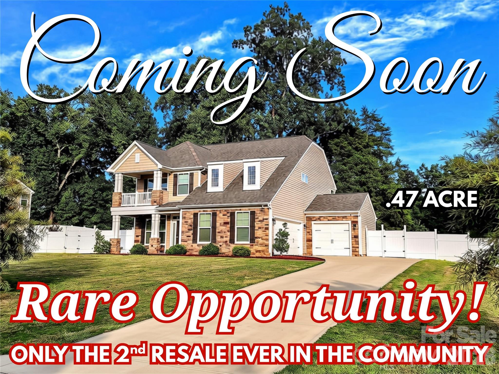 Take advantage of this RARE OPPORTUNITY to own a home in the highly sought-after Wilgrove Pond community in Mint Hill! So beloved by its residents, this is only the second resale home to become available in the neighborhood's six-year history.

Built in 2021, this beautiful two-story home sits on an expansive 0.47-ACRE LOT, offering far more outdoor space than you'll typically find in today's newer communities. It also features thoughtful upgrades throughout, including a second-story balcony overlooking the picturesque neighborhood. Anyone needing extra storage space will appreciate the side-load two-car garage plus a separate third garage.

Inside, you'll find 4 spacious bedrooms, including a main-level guest suite with a full bathroom, making it ideal for visitors or multi-generational living. The home is also ready for entertaining, with three large-screen TVs professionally built into custom stone accent walls, all of which are included. You'll also receive the smart kitchen appliances, refrigerator, washer, and dryer, making your move even easier.

The first opportunity to see this home in-person is Saturday, beginning at 11:00AM.  (INTERIOR PHOTOS WILL BE ADDED AFTER THIS OPENING WEEKEND...... IF IT DOESN'T GO UNDER CONTRACT FIRST)
