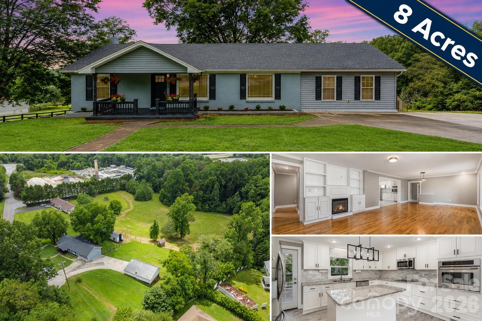 Discover this charming 4-bedroom, 3-bath home situated on a peaceful 8 acre lot! This home offers comfort, character, and updates throughout. The home has been completely renovated with beautiful hardwood floors, tile, granite countertops, and fresh interior paint. Recent improvements include a roof, AC, plumbing, and electrical—all updated within the past 6 years. The exterior has been thoughtfully renovated with painted brick, new siding, and upgraded outbuildings. Enjoy summer days by the pool, take in the serene views of the surrounding cow pasture, and make use of the spacious 2-car carport. Also enjoy a chicken coop!  A rare blend of tranquility and functionality, just minutes from local conveniences. This home has many features that you do not want to miss out on!