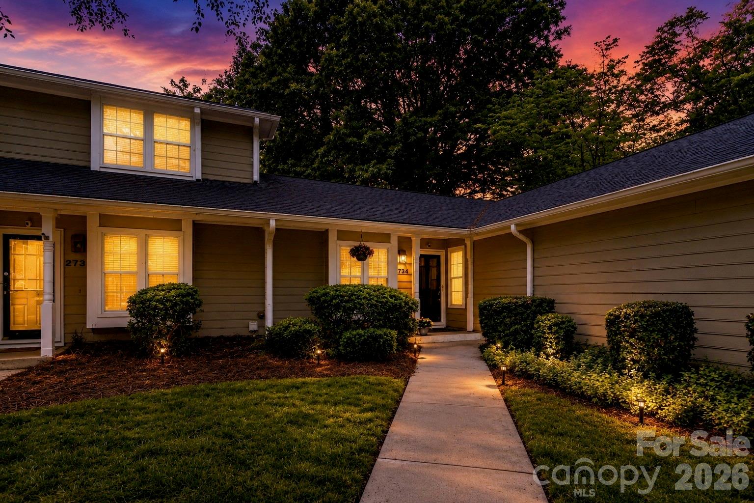If you are searching for low maintenance living in a beautiful south Charlotte community, look no further! This is the quaint, updated corner unit townhome in a convenient location you have been waiting for. Close to the mall, the gym, hospital, 485, the greenway, AND the airport; midway between Uptown and Ballantyne, this home is also only 00.2 miles from Quail Corners Shopping Center which includes grocery, restaurants, a coffee shop, dry cleaners, and drug store. This very light and bright one story home features new wide plank flooring and a vaulted ceiling throughout the main living area, dining, and kitchen. Sliding doors open to a private, enclosed patio with a large storage closet. The updated galley kitchen includes newer stainless steel appliances, new sink and disposal, bright new quartz countertops and a large window looking out to the patio. The living room also offers a cozy wood burning fireplace. The primary bedroom is flanked by a large walk in closet on one side and a new vanity/changing area on the other side; with a large double window in the center. The secondary bedroom features a double door entry, two windows, and another ample closet. The bedrooms are joined by a renovated Jack and Jill bathroom, featuring a brand new vanity, toilet, tiled shower and shiny new plumbing fixtures. This beautiful home has great flow, is flooded with natural light, offers a lot of storage space, has been freshly painted throughout and no popcorn ceiling! This home is being sold As-Is with no known problems. Tour it today!