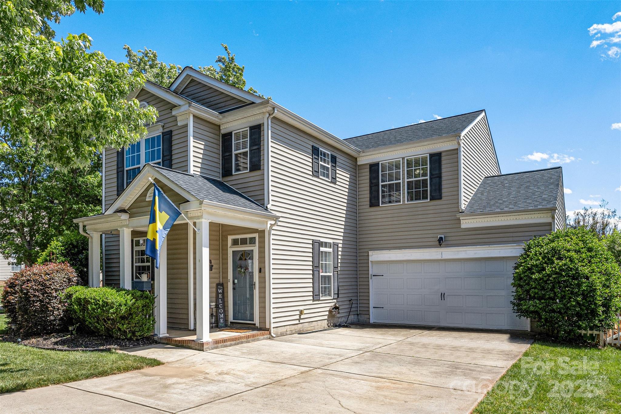 Charming two-story home nestled in sought after community of Kingstree! This 3-beds, 2.5-baths gem features a welcoming covered front porch on a corner lot & an inviting interior with stylish luxury vinyl plank flooring throughout main. Spacious living room centers around a cozy gas fireplace, perfect for relaxing evenings. Enjoy cooking & entertaining in the well-appointed kitchen with granite tops, new sink & ss appliances which flows seamlessly into the dining & living areas. Updated light fixtures throughout. Upstairs; 3 bedrooms, including a spacious primary suite with a private en-suite bath, bonus loft & laundry. Outside is your backyard retreat! Large patio with a pergola & private hot tub, ideal for outdoor dining, entertaining, or simply unwinding after a long day. Community offers swimming pool, playgrounds & clubhouse. Within minutes to I485, shopping, Uptown Charlotte & restaurants. Don’t miss your chance to own this move-in ready home in a great location!