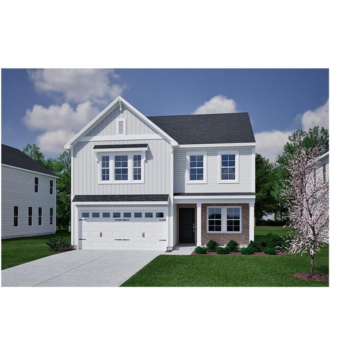 This two-story home includes four bedrooms and three bathrooms on a corner homesite. The entrance from the attached two-car garage leads to the kitchen and eat-in, which also connects to the great room. Near the front door is a guest suite that you can convert into an office or flex space. Upstairs, the primary bedroom leads to a primary bathroom with two linen closets, access to a large walk-in closet, and multiple options for reconfiguration if you chose to build on another homesite. The laundry room is conveniently located just outside the primary bedroom, close to the two spare bedrooms, their full bathroom featuring a convenience privacy door, and large open loft recreation area.  Bedrooms 2 & 3 upstairs also feature large walk-in closets!

Chosen custom selections include:
Exterior: Meriweather Elevation D, White Siding with Black windows and gutters with gray brick accent. VERY TRENDY!
Structural: Guest Suite on Main, Gas Fireplace, Covered Rear Porch, Primary Bath garden tub and tile shower, Tray ceiling over primary bedroom.
Design: White Cabinets, 3cm Colonial White Granite Countertops, Soft Beige LVP Flooring everywhere except carpet in bedrooms 2 & 3, Hardwood Stairs.
Technology: Video Doorbell & Hub, Full Home Networking with centralized tech box, programmable thermostats.
Appliances:  SS Gas Range, microwave, dishwasher.
Energy Efficiency: Every home independently tested and receives HERS certification.

Similar Homes available for a preview tour in person at another Mungo Homes community while this home is under construction and virtual tours of the Meriweather plan are available on YouTube.