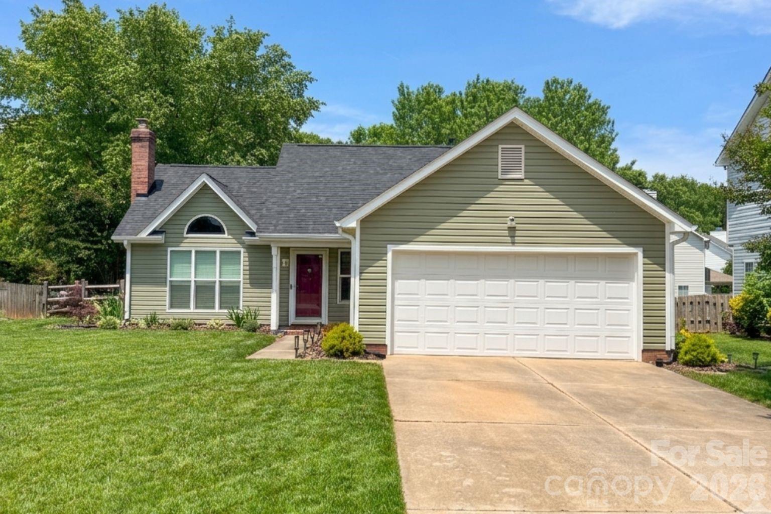 Meticulously maintained ranch-style home providing convenience & accessibility.  This home features a functional, open-plan interior with too many upgrades to list.  NEW ROOF (Nov 2025), New Siding, New Energy-Efficient Windows, Gutters, Downspouts, & Hot Water Heater (Aug 2024).  The living room area includes a gas fireplace with new gas logs, perfect for cozy, cold evenings.  The kitchen enhancements include new appliances, new quartz countertops, painted cabinets, and a new faucet & fixtures.  The interior has custom paint & beautiful luxury vinyl plank flooring installed throughout the home.  Freshly painted baseboards, door trim & window seals.  Step through the new sliding door onto the new patio to enjoy the large backyard with mature trees, providing a private and comfortable setting.  Enjoy entertaining on the charming patio with the covered gazebo & TV.  Brand new 8x10 ft. shed built in March 2026.  Easy access to 485, I-77 & I-85.  20 minutes to uptown Charlotte.  25 minutes to Charlotte Douglass Airport.  Both Publix & Harris Teeter options are right around the corner, with plenty of restaurant options.  Close proximity to three golf course options.  Great location between Huntersville and Concord Mills shopping options.  Perfect location!