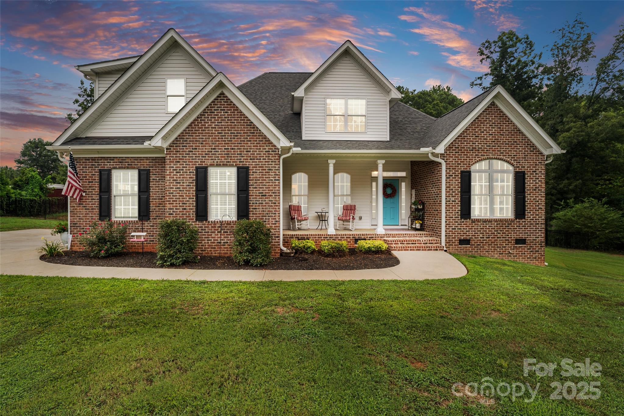 Welcome to this stunning 3 year old all brick, custom home nestled on a full acre in the desirable Wellington Heights II community with NO HOA!  This light-filled home offers a thoughtful and flexible layout featuring a main-level primary suite and a guest bedroom with a full bath. You'll love the sunroom and the additional sitting room/office, ideal for working from home or just relaxing.  Upstairs is a third bedroom, full bathroom, and a spacious bonus room/flex space. This home offers a ton of storage space including a walk-in attic.  The chef’s kitchen shines with quartz countertops, and lots of cabinet space. Enjoy the durability and style of an epoxy-coated two-car garage floor, and step outside to your huge fenced, private backyard with a patio—a perfect place to relax and enjoy the peaceful setting.  Conveniently located in the Newport area of Rock Hill. Just a short drive to Lake Wylie and Charlotte, this is the perfect blend of country charm and city convenience.