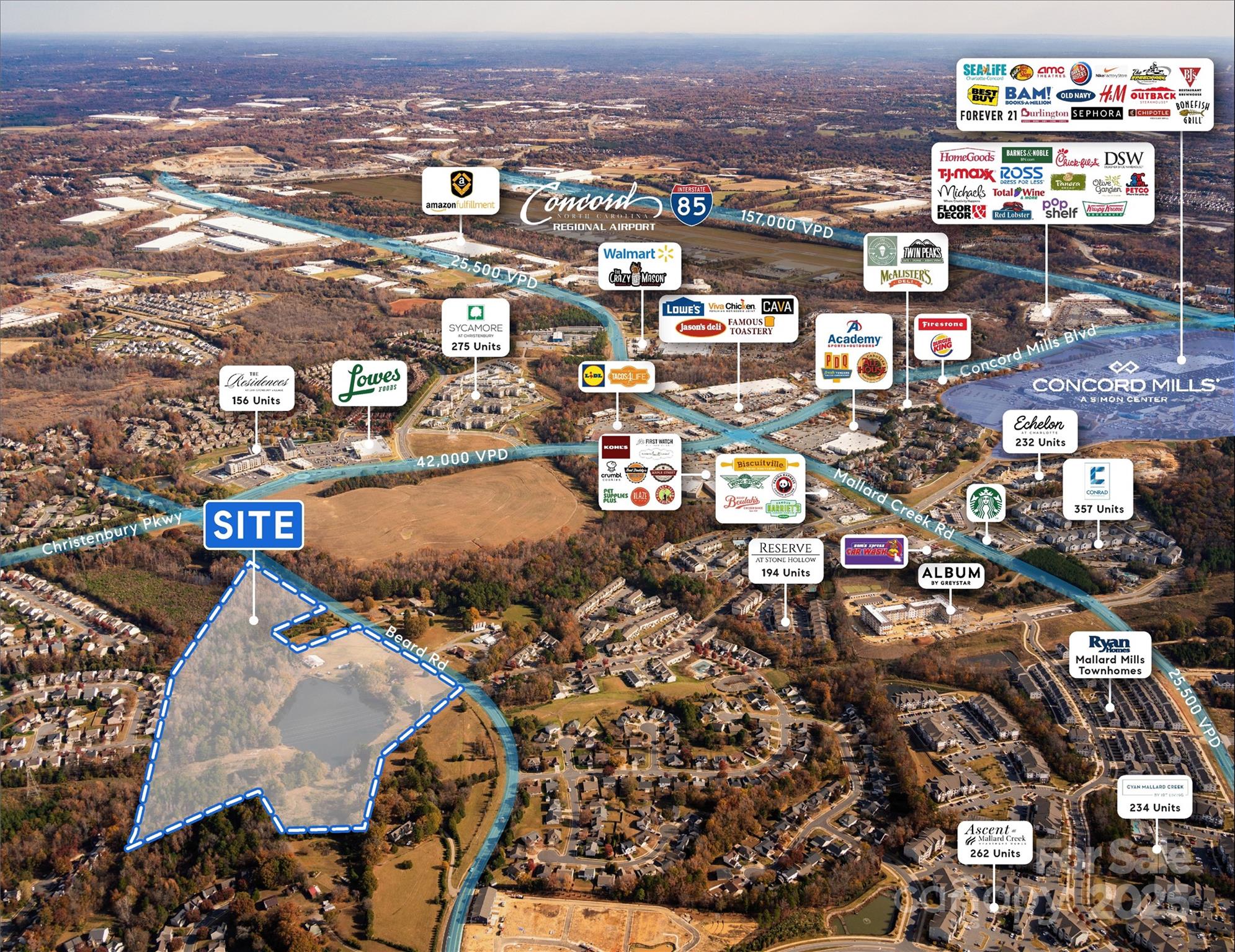 ±29 Acres | Exceptional Development Opportunity - Located within Charlotte city limits - Parcel ID: 02963101 - Current zoning: N1-A (City of Charlotte) - Ideal candidate for rezoning to support higher-density residential or mixed-use development - Water and Sewer at Site - Buyer to contact the local municipality to understand the availability, cost, and capacity - Minutes from Concord Mills Mall, one of NC’s top retail destinations - Excellent access to I-85, Uptown Charlotte, University City, and Concord/Kannapolis - Surrounded by significant residential and commercial growth - Strong market fundamentals and housing demand in this rapidly developing corridor