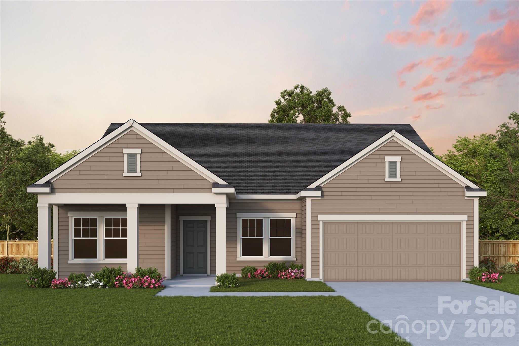 Located in the 55+ community of Encore at Harmony in Harrisburg, NC and built by David Weekley Homes, this beautifully designed Perkins floorplan offers comfortable, easy living—with lawn care provided for low maintenance living. A covered front patio welcomes you inside to a bright foyer with a private study behind elegant French doors. The open layout leads to a spacious living area filled with natural light from large picture windows.

The heart of the home is a modern kitchen featuring top of the line Frigidaire appliances, including a wall oven and gas cooktop, along with a large island perfect for gathering and entertaining. The great room flows effortlessly to a covered back patio, creating a seamless indoor/outdoor space for relaxing or hosting friends.

The home includes three bedrooms and two and a half baths, with a peaceful owner’s suite highlighted by a tray ceiling and a spa-like bath featuring a zero-entry shower. Two additional bedrooms provide comfortable space for guests, making this home both stylish and welcoming.