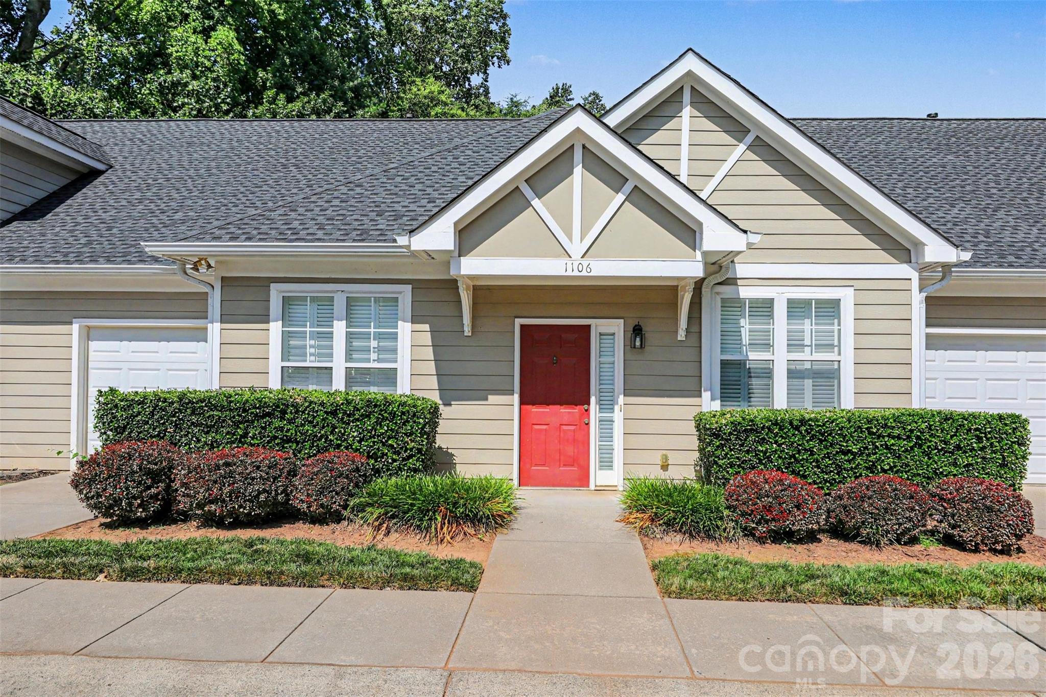 A rare find one story townhome with attached garage nestled in the GATED community of Sedgefield Parc. Walking distance to South End, Freedom Park and Dilworth! Updated with granite countertops in kitchen and both bathrooms and plantation shutters. NOT an age restricted community. Brand new refrigerator to convey along with washer and dryer. Roof replaced in 2024. Water included in HOA dues.