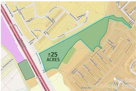Listing also includes parcel 07021335. Exceptional +/- 25  ac. Employment, flex-industrial, business park, contractor park, and service-industrial development opportunity. Strategically positioned at Saratoga Blvd and Secrest Shortcut Rd. Portions of property currently benefit from Light Industrial zoning classifications, while other portions may require rezoning, zoning modifications, or other government approvals depending on  purchaser's proposed development plan.  Existing water and sewer infrastructure along the corridor significantly enhances development feasibility and site marketability. The property's employment-oriented development potential is generally consistent with Town of Indian Trail's adopted long-range planning documents and Comprehensive Plan. This property present a rate opportunity for investors and developers seeking an employment-oriented project in one of Union County's fastest-growing commercial corridors.  Any future development remains subject to purchaser investigation, governmental approvals, zoning requirements, engineering review, utility capacity verification, floodplain considerations, and all other customary due diligence. 
Adjacent to the Bonterra Residential Community. County water and sewer infrastructure are located within the corridor and may be available to serve future development, subject to verification by the applicable utility providers. close to Hwy 74, I-485, easy connectivity to Charlotte and key regional corridors; surrounded by national retailers, restaurants and daily amenities.