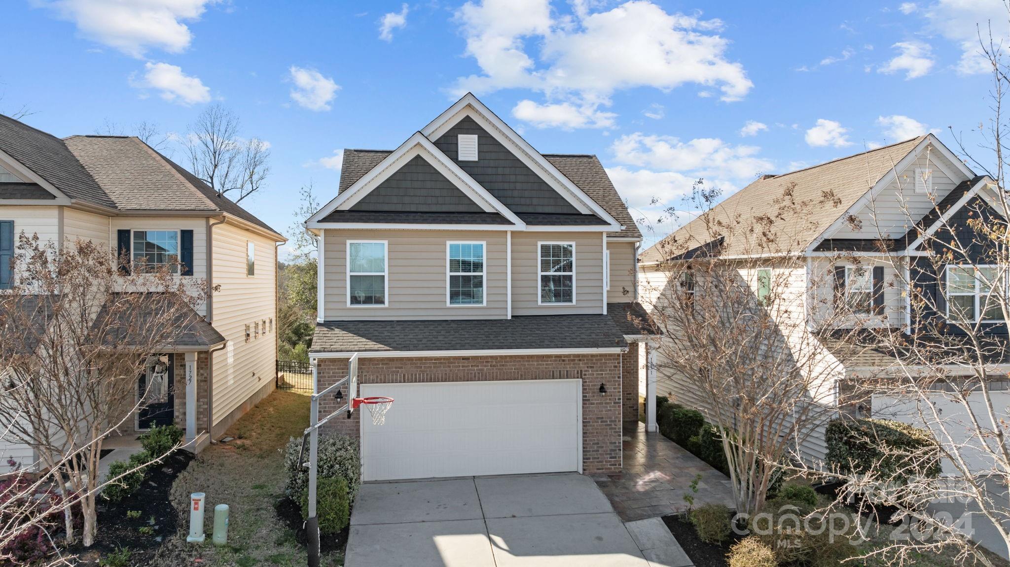 This is a move in ready home with custom seller finishes. Premiere neighborhood: Waterside at the Catawba! Fresh paint and professionally cleaned. Modern, functional floor plan. Light and airy kitchen white cabinet finish, subway tile backsplash, gas range/microwave, refrigerator remains, raised bar counter. Huge living room with dark wood flooring. Natural stone accents at entry foyer and above fireplace. Upper landing w/open area. Office/study room w/built ins. Primary BR features dual closets, private bath and custom tile surround, garden tub and walk in shower. Gorgeous rear patio, custom stone fireplace & side holding area.  Enjoy an evening ball game with rear yard views and open space. Finished garage. Family friendly community with Olympic sized Pool, clubhouse & gym, tennis courts, walking trails. Launch a kayak into the Catawba within the community.