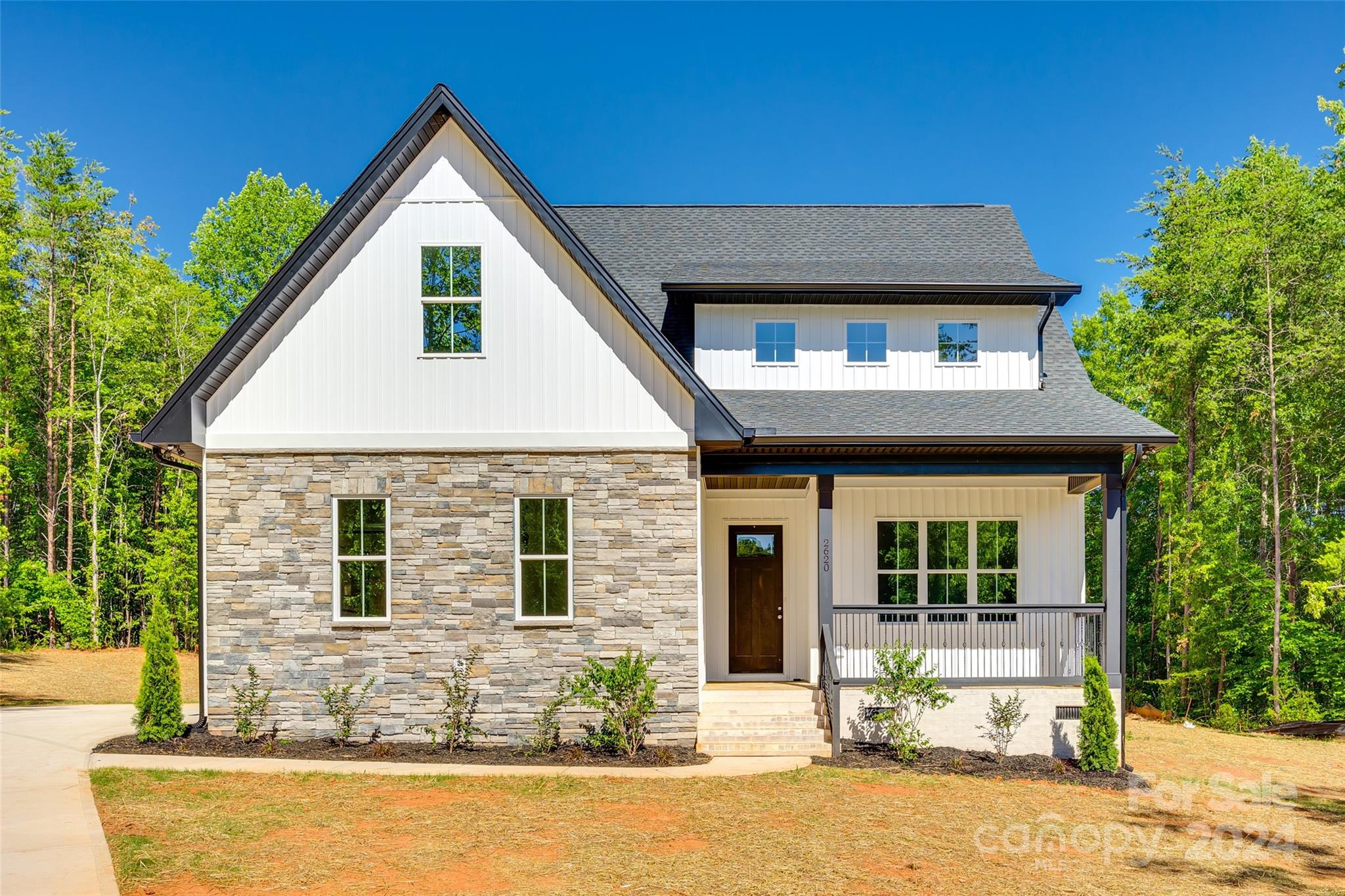 Gorgeous new construction in Sanders Landing on a spacious 1.26-acre cul-de-sac lot. Designed with an open floor plan that connects the main areas creating an inviting space for entertaining and everyday living. The primary bedroom is located on the first floor and offers ample natural light, walk-in closet, and a luxurious bathroom with a separate large floor to ceiling tiled shower. A spacious kitchen equipped with sleek countertops, a large island with seating, plenty of beautiful cabinetry, and a large walk-in pantry. The second floor offers 3 bedrooms, loft area, and 2 full baths. The home features luxury vinyl flooring throughout main, tile in bathrooms, modern lighting fixtures, and upscale finishes throughout, no detail has been spared in crafting this exceptional home.
