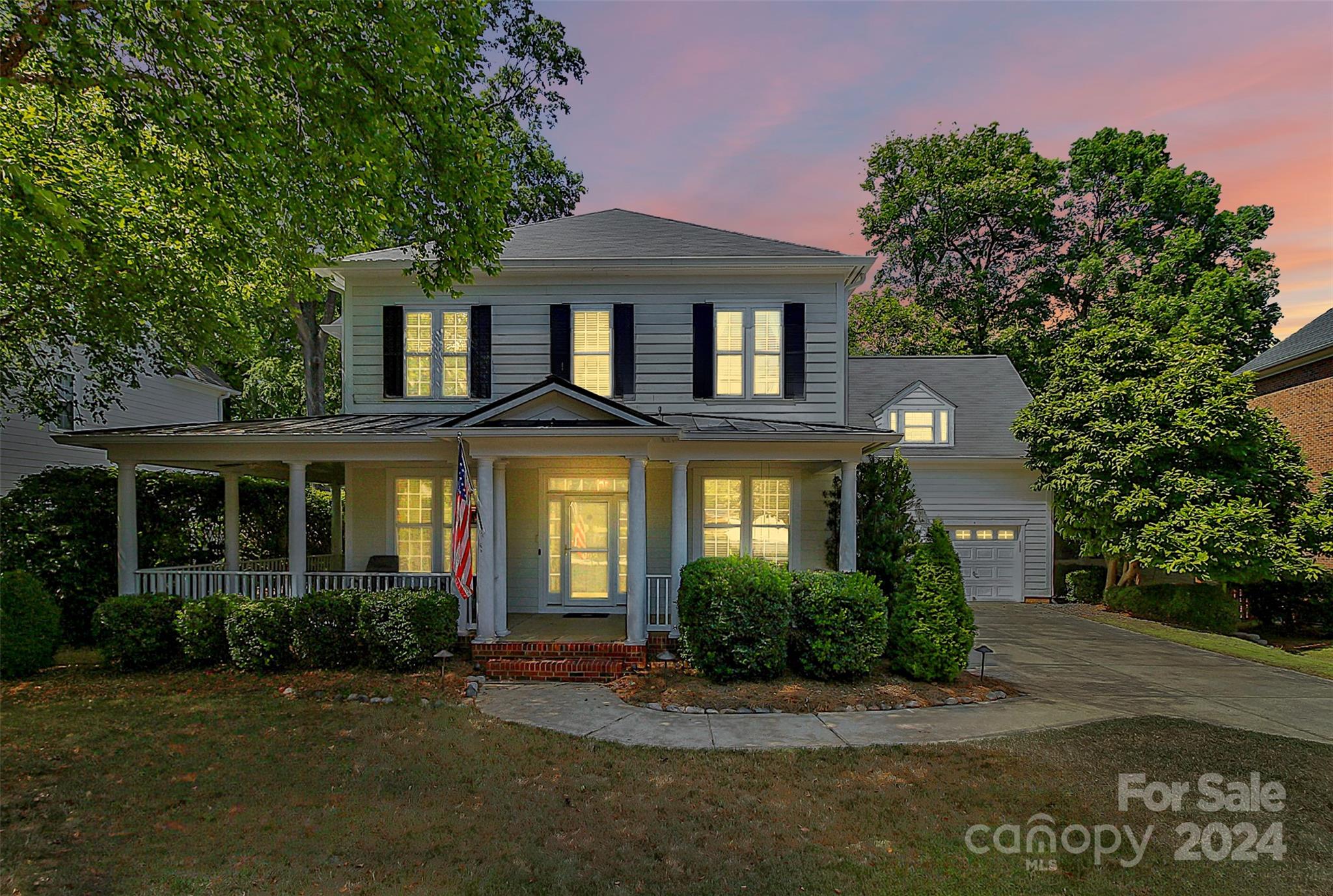 This charming home features a wraparound porch, a main-level study with custom built-ins and a drop-zone, and a kitchen that opens up to the family room perfect for entertaining! The family room has a gas fireplace, and upstairs, a loft offers additional privacy. The spacious owners suite includes a separate shower, a garden tub, and granite countertops. An in-law suite with a full bath adds to the home's appeal. With 4 bedrooms and 3.5 baths, this house is ready for your personal touch. An oversized 2-car garage, tiered deck, brick patio with fire pit, and tree-lined yard backing up to Longview Country Club complete the package. Though it may need updates like fresh paint and new flooring, it offers an incredible opportunity to create your dream living space in a top-rated school community. Seller is offering a $10,000 concession for paint and flooring with acceptable offer.