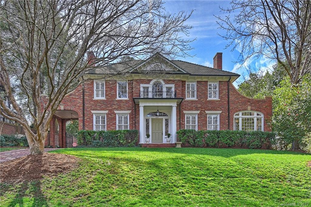 Beautiful 1935 Georgian home situated on a beautiful sloping lot in Myers Park. Home totally renovated in 2013: all electrical wiring replaced, 2 HVAC systems, plumbing, pool resurfaced w/ coping, blue stone deck, new salt water system w/heater and blue stone deck. Basement w/ ATMOX system for managing moisture w/ outside dry air. Fabulous kitchen with white marble island and honed granite countertops, mudroom w/ stone flooring,  Original hardwoods throughout. Private master suite.