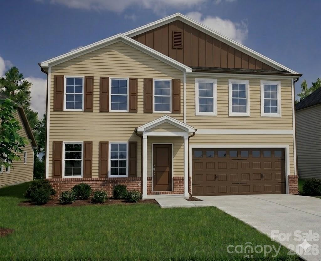 This two-story home includes 4 bedrooms and 2.5 bathrooms on a great homesite.  The main floor has a bonus room that can be used as the 5th bedroom, office, play space, den, or anything else you can imagine. The Kitchen is spacious with a long island with seating for up to 6 chairs. Upon entering the home, you will notice a large open floorplan and a gas-fireplace makes the area feel warm and welcoming. Upstairs, the primary bedroom features a tall vaulted ceiling and leads to a primary bathroom with a deep linen closet, separate access to a large walk-in closet. The laundry room is conveniently located just outside the primary bedroom, close to the three spare bedrooms, their full bathroom, and large open loft recreation area.  Bedrooms 2 & 3 upstairs also feature large walk-in closets!

Chosen custom selections include:
Exterior: McDowell elevation A, Alside Conquest Monterey Sand Siding and Tuscan Clay board and batten accent, with Black windows and gutters with Lakeshore clean brick boarder. A designer brown painted garage door with windows and hardware & brown gutters will complete this designer earthy look.
Structural: Bonus Room on Main, Gas Fireplace, 10x12 open Rear Porch, Primary Bath walk-in tile shower, Vaulted ceiling over primary bedroom.
Design: 2-tone kitchen Cabinets with White perimeter and quill (light brown) island, white with light brown marbling Quartz Countertops, Soft Beige LVP Flooring everywhere except carpet in bedrooms 2 & 3, Hardwood Stairs.
Technology: Video Doorbell & Hub, Full Home Networking with centralized tech box, programmable thermostats.
Appliances:  SS Gas Range, microwave, dishwasher.
Energy Efficiency: Every home independently tested and receives HERS certification.

Similar Homes available for a preview tour in person at another Mungo Homes community while this home is under construction and virtual tours of the McDowell plan by Mungo Homes are available on YouTube.