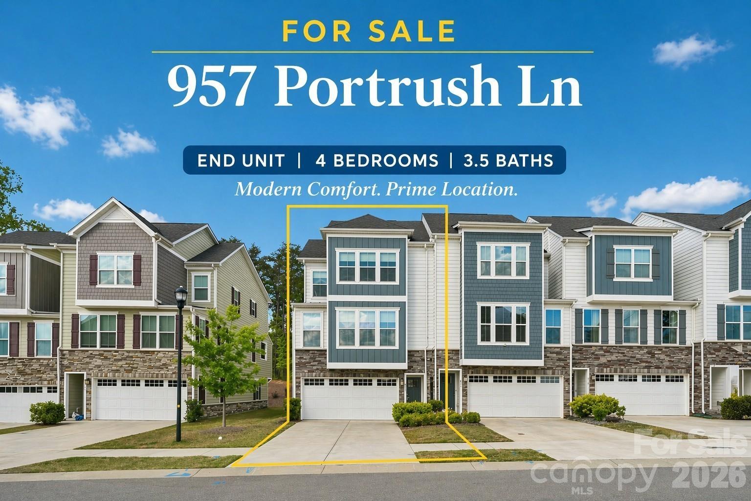 Rare opportunity to own a highly sought-after end-unit townhome—offering extra windows, more natural light, and added privacy.  Located in a walkable community just minutes from Lake Wylie, this 3-story home delivers the perfect mix of comfort and lifestyle.

The first floor features a private guest suite with full bath—ideal for visitors or a home office, with its own back entrance. The main level on the second floor is open and inviting, centered around a standout kitchen with a large island, gas cooktop and two ovens—perfect for everyday living and entertaining.  Modern finishes, tall ceilings, LED lighting, and soft close cabinets are impressive!

Enjoy your covered outdoor balcony overlooking a peaceful, tree-lined backdrop—your own private space to relax, unwind, or start your day with coffee and end your day enjoying the night sky.

Upstairs offers three spacious bedrooms, including the primary bedroom with ensuite bath and walk in closet.  The secondary bedrooms are spacious.  In hallway, you will find full bath and laundry.  Even better, the refrigerator, washer, and dryer are all included—making this home truly move-in ready!

Just minutes to shopping, dining, wine shops, and a local brewery, with quick access to Interstate 77 for an easy commute to Charlotte.  Plus, The Grove at Tega Cay is coming soon nearby—bringing even more energy and convenience right to your doorstep.

End units like this don’t come up often—don’t miss your chance, schedule your showing today!