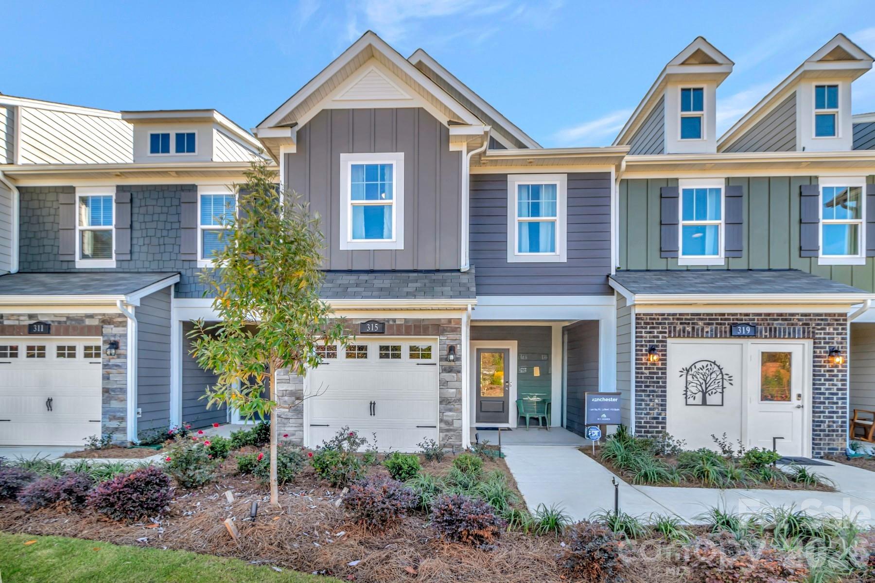 Welcome to the vibrant Manchester! This beautiful former model home comes as-is with a 1 year 3rd party warranty and does not include furnishings. This charming 3-bed, 2.5-bath townhome spans 1,666 sq ft, seamlessly blending comfort and style. The inviting front porch beckons relaxation or neighborly chats. The open-concept layout from the foyer offers a direct view of the main living spaces, creating an inviting atmosphere. Explore the fully equipped kitchen with beautiful cabinets, granite countertops, stainless steel appliances, including a French door fingerprint resistant refrigerator and a versatile island – perfect for extra seating while entertaining. The well-lit breakfast area adjoins, receiving natural light from the back door. The family room provides ample space for a cozy sitting area and easy access to the backyard retreat with a lovely patio, ideal for sunny days. Several windows in the home are adorned with custom model window treatments to add an extra layer of elegance. Easily maintainable EVP flooring throughout the main level allows for easy cleaning. Upstairs, the spacious owner's suite impresses with its expansive feel. With tons of natural lighting & LED lighting, the owner's suite is fit for royalty. The private bathroom offers relaxation with a tiled shower & private toilet area. The expansive walk-in closet adds convenience. The second level completes with 2 more bedrooms, a full bathroom, and a conveniently located laundry area with a full-size washer and dryer. Experience the joy of living in the vibrant Manchester!