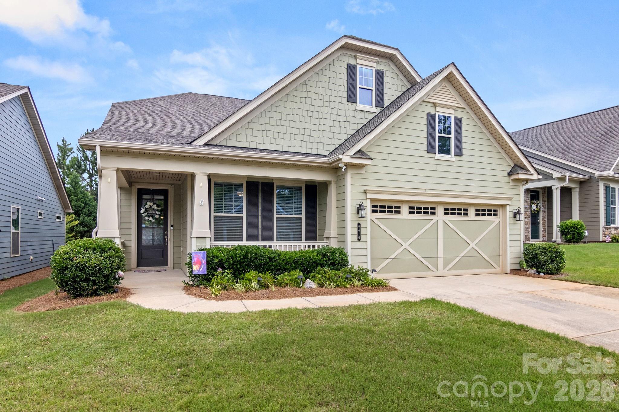 Welcome to 8416 Festival Way in Cresswind, 55 and Over Community, featuring the award-winning Dogwood floor plan! 
This beautiful home features an open design, spacious rooms, and abundant natural light. The kitchen, dining area, and living room flow seamlessly. Tall ceilings and beautiful LVP throughout add to the open and airy feel.
The large kitchen boasts white cabinetry, a center island, granite countertops, under-cabinet lighting, stainless steel appliances, pantry, and tile backsplash. The spacious primary suite has a tiled walk-in shower, dual vanities, and a walk-in closet with custom shelving.  3rd bedroom closet is finished as alcove (1st room on right).
What truly sets this home apart is the private, fenced backyard. It backs to mature evergreen trees and is flanked by privet shrubs on both sides. You can enjoy this peaceful retreat from the covered porch and extended patio.
The HOA provides lawn maintenance, cable TV, internet, and security system. Resort-style amenities include indoor and outdoor pools, tennis and pickleballs courts, fitness center, billiards room, demonstration kitchen, walking trails and fenced dog park. An active social calendar offers something for everyone, including frequent food trucks. Learn more at https://www.cresswindcharlottehoa.com/home/.  55 AND OVER