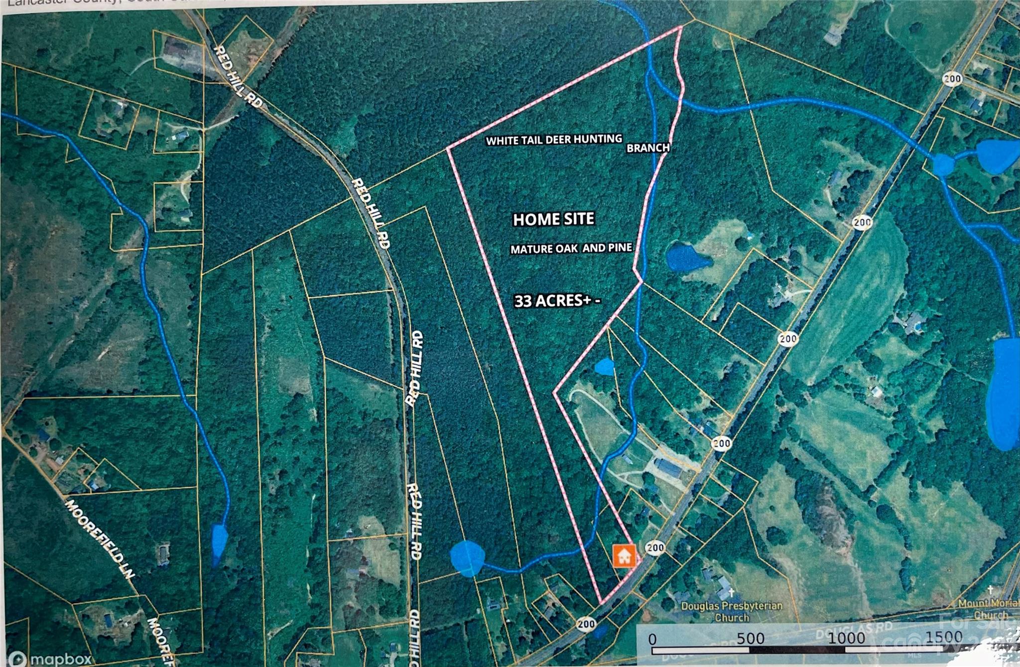 Great track of land to fulfill all your desires of land ownership. This property has a gentle topo with a slight elevation change near the backside. Multiple build sites for your home and other buildings make this property desirable. The mature canopy of hardwoods attracts a considerable population of Whitetail deer. The branch on the rear of the land encourages Whitetail deer to stay in the area.  Twenty minutes to  Lake Wateree, eight minutes to the new Whitewater recreation destination on the Catawba River, only 5 miles to Edgewater Golf Club, one hour to Charlotte Airport, one hour and 15 minutes to Columbia Airport, 30 minutes to Wateree State Park 14 miles to the Andrew Jackson State Park eight minutes to Lancaster South Carolina where you can find restaurants and shopping also MUSC' Medical Center Lancaster A wood frame house near the road goes with the sale . House is currently rented.