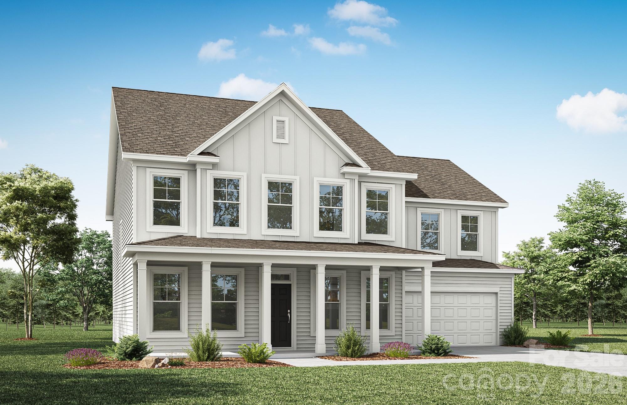 Tranquility plus convenience equals your new home in Mint Hill! This beautiful community features large homesites with easy interstate access. This Colfax plan offers 5 bedrooms, 4.5 bathrooms, and more than 3,400 square feet of living space. The home features three bedrooms with ensuite baths, which gives any family plenty of options! The main floor has a guest suite with a 5-ft shower in the bathroom. The upper floor has the primary suite with a luxury bath and a secondary bedroom with an ensuite tub/shower combo in the bathroom. The primary bath cabinets are gray while the other bathrooms feature white cabinets. All bathrooms have white quartz counters. The designer kitchen has white cabinets and a contrasting gray island, quartz counters, tile backsplash, and stainless appliances, including a range hood and electric cooktop. The white cabinets, quartz counters, and backsplash carry through to the butler pantry as well. Other wonderful extras include a rear screened porch, family room with electric fireplace, and 9-ft ceilings on the upper floor. Visit today and find out more about this exciting new community!