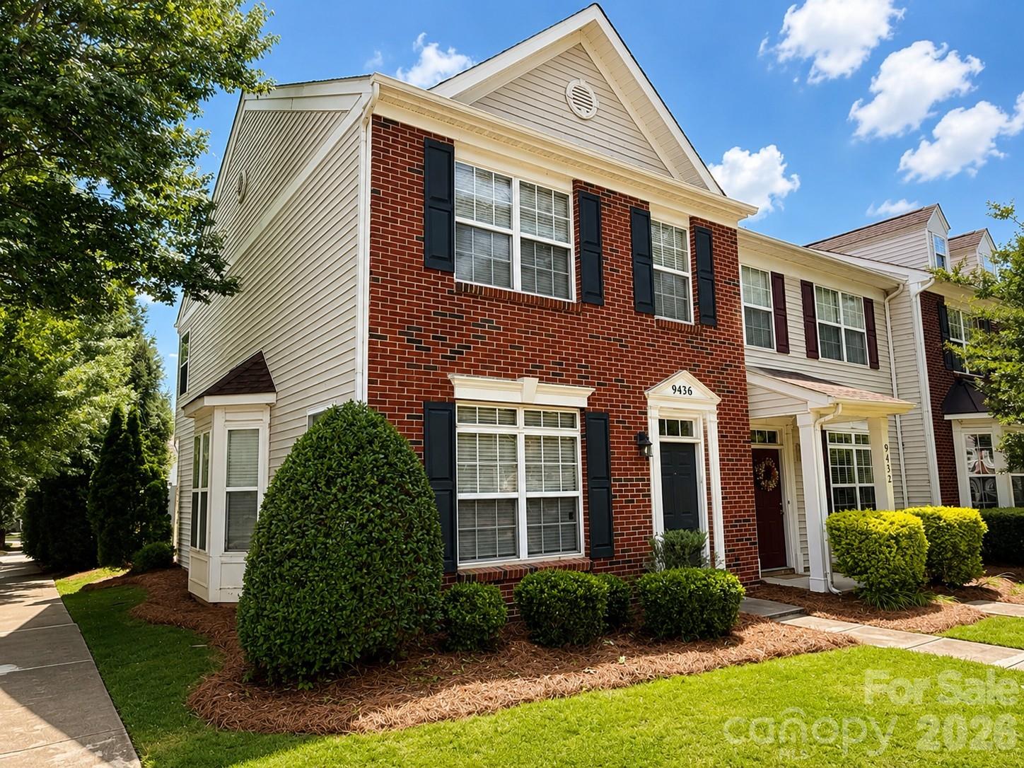 Spacious two-story end-unit townhome featuring 2 bedrooms and 2.5 bathrooms. The main level offers a bright and inviting floor plan with a charming bay window that fills the living area with natural light. The kitchen includes ceramic tile flooring, a center island, stainless steel appliances, and ample cabinet and counter space.

Upstairs, you'll find two generously sized bedrooms, each with abundant natural light and access to private bathrooms, providing comfort and convenience.

Enjoy outdoor living in the private fenced rear patio, complete with a storage closet for additional space and functionality.

Conveniently located near shopping, dining, parks, and major commuter routes, this end-unit townhome offers tremendous potential in a sought-after Huntersville community.  Home does need some TLC as painting and carpeting would be necessary.