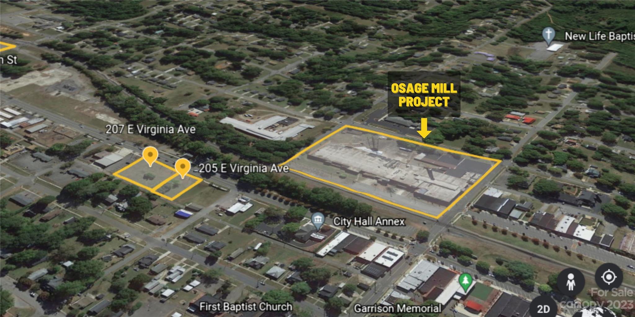 DOWNTOWN BESSEMER CITY REDEVELOPMENT OPPORTUNITY

Rare opportunity to acquire a highly visible development site in the heart of downtown Bessemer City, one of Gaston County's fastest-growing communities. The property consists of two parcels with approximately 275 feet of frontage along East Virginia Avenue (Highway 274), providing outstanding visibility, access, and redevelopment potential.

The site is strategically positioned within walking distance of downtown Bessemer City and the recently completed Lofts at Osage Mill redevelopment, a transformative project that delivered 139 apartment homes and brought hundreds of new residents to the downtown area. Directly across the corridor is Kintegra Healthcare, creating additional daily traffic and demand for retail, office, medical, restaurant, and mixed-use development.

Adding to the area's momentum, a nearby 19-townhome community received approval on July 30, 2024, further increasing residential density and supporting future commercial activity. Sidewalks are already in place along the property frontage, on-street parking is permitted, and rear alley access provides multiple points of ingress and egress.

Property Highlights

• Approximately 275 feet of frontage on East Virginia Avenue (Highway 274)

• Two parcels included (Parcel #121417 included in total acreage)

• Walking distance to downtown Bessemer City

• Minutes from the completed 139-unit Lofts at Osage Mill redevelopment

• Near approved 19-townhome development

• Across the corridor from Kintegra Healthcare

• Sidewalk infrastructure already in place

• On-street parking available

• Rear alley access

• Excellent visibility and traffic exposure

Regional attractions and employment centers include CaroMont Health, the FUSE District, Two Kings Casino Resort, Crowders Mountain State Park, and the greater Charlotte metropolitan area.

Ideal for retail, restaurant, office, medical, professional services, mixed-use, or residential redevelopment opportunities.