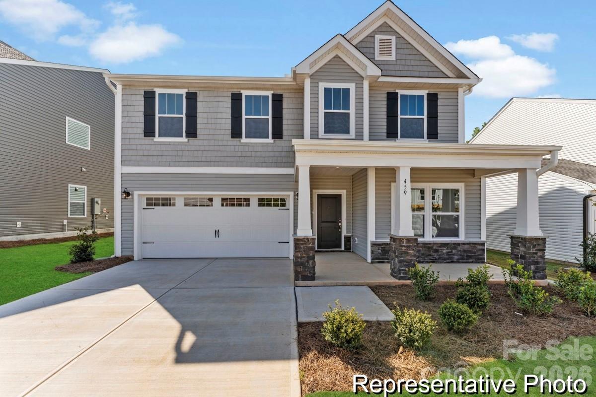 The Huntley floorplan offers approximately 2,720 sq ft, 4 bedrooms, and 2.5 bathrooms with upgraded features throughout. The main level includes a private Study, formal Dining Room, and an expansive Great Room that flows into Kitchen with a large island, quartz countertops, tile backsplash, and ample cabinetry—ideal for everyday living and entertaining. Upstairs, the Primary Suite features a tray ceiling and a private bath with dual vanities, a tiled walk-in shower, and a spacious walk-in closet. Three additional bedrooms, an additional full baths, a versatile loft, and a convenient laundry room provide flexible living space in this quick move-in semi-custom home. Located in Beaver Creek, this semi-custom home allows buyers to select upgraded features to fit their needs and offers convenient access to I-77, I-40, Lake Norman, and community amenities including a pool, pickleball courts, and playground.