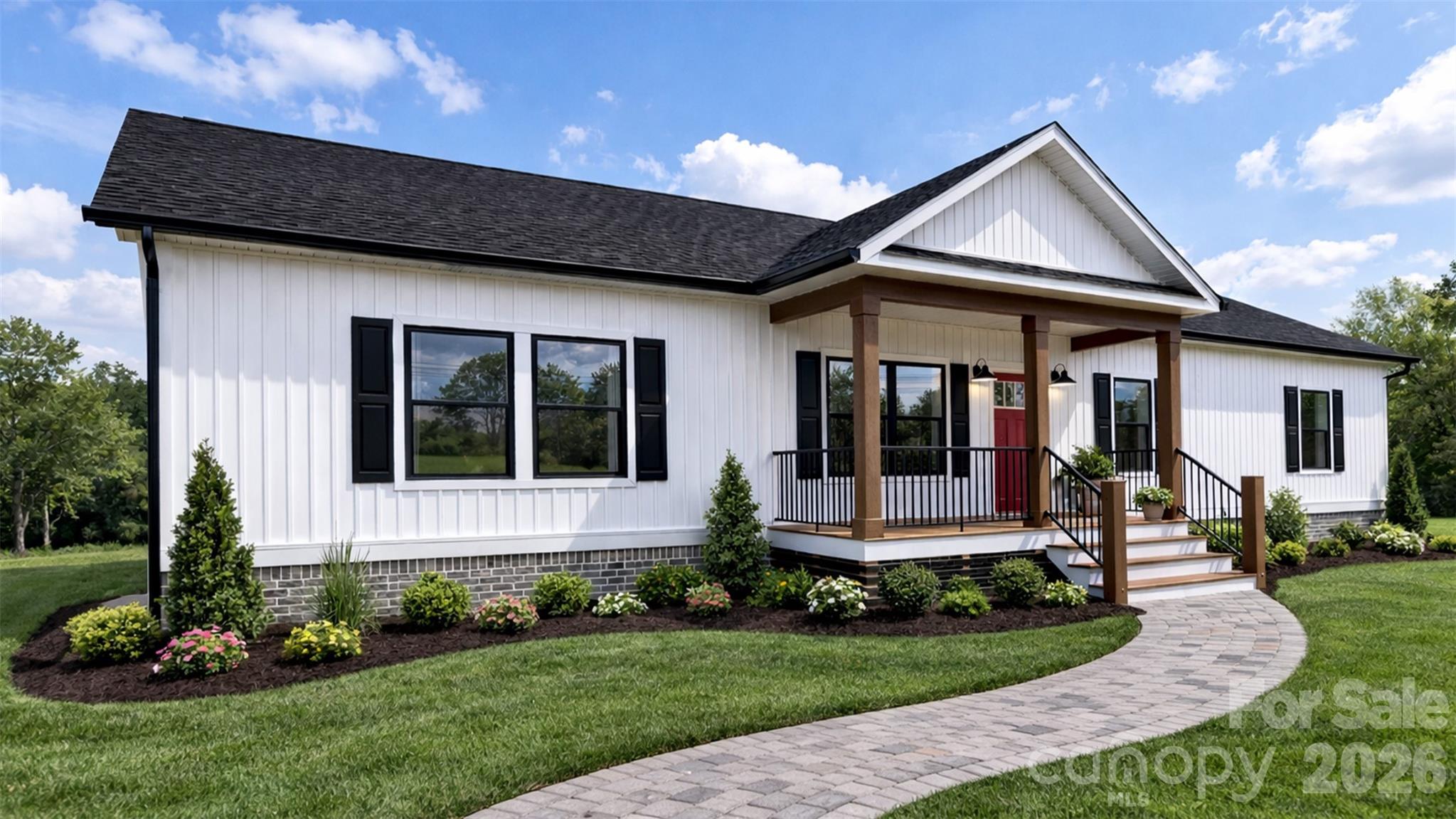 ***Proposed Build***Welcome to the Southern Farmhouse, a thoughtfully crafted ranch-style modular home offering 1,824 square feet of well-designed living space. With 3 bedrooms and 2 bathrooms, this floor plan strikes the perfect balance between open gathering areas and quiet, private retreats—ideal for both everyday living and hosting guests. Whether you’re stepping into homeownership, expanding your space, or simplifying without sacrificing comfort, this layout adapts to your lifestyle with ease.

Upon entry, you’re greeted by a generous living room that anchors the home. Designed for connection and comfort, it flows seamlessly into the kitchen while also providing convenient access to Bedroom #1. The space feels bright, open, and naturally inviting—perfect for everything from quiet evenings to lively get-togethers.

The kitchen is both stylish and practical, centered around a large island that serves as a hub for cooking, dining, and everyday moments. With plenty of cabinetry, modern appliances, and a direct line of sight to the dining area, it’s a space designed to keep everyone connected while making meal prep a breeze.

Tucked toward the back of the home, the family room offers a more private escape. Whether you envision a cozy movie room, a play area, or a relaxed second living space, this flexible room delivers. Complete with a built-in TV niche and the option for a fireplace, it’s a comfortable extension of the home that adds both function and charm.