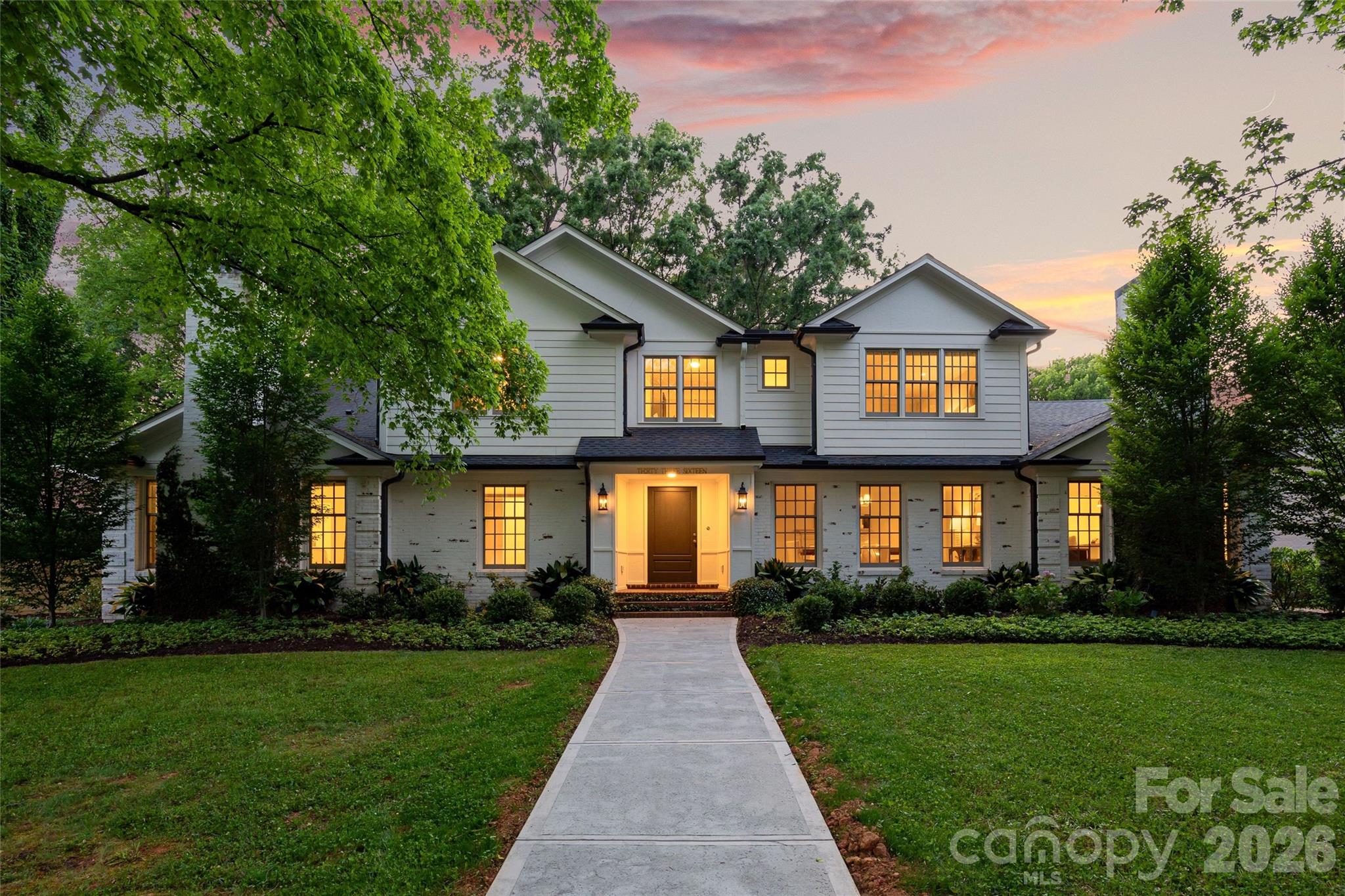 Welcome to 3316 Stanwyck Court - Stunning to the studs renovation and addition completed in 2020 with beautiful curb appeal nestled on exceptional and rare 0.53 acre private, flat cul-de-sac lot in the heart of sought-after Barclay Downs. Full house renovation - replaced most windows, plumbing, wiring, doors, cabinets, hardwood floors and fixtures. Charming front elevation redesigned with dual front chimneys and center sidewalk leading to inviting front porch entry and lovely foyer. Spectacular designer kitchen showcasing oversized island, Calacatta Carrara gold honed marble countertops, large windows over Franke professional series sink, ILVE six burner gas range, separate column refrigerator and freezer, custom designed bar and cooking niches and walk-in pantry. Excellent floorplan for everyday living and entertaining with spacious kitchen open to side keeping room and front large formal dining room. Amazing sun room / breakfast room with wall of windows overlooking picturesque back yard. Charming covered side porch entry opens to side mudroom with built-in locker cabinets and bench. Grand family room with 10 foot ceilings, three antiqued Eurpoean double doors, large bay window space ideal for a game table, surround sound speakers, gas fireplace and double French doors leading to rear brick patio. Walk-through work area leads to cozy and private office with fireplace. Primary suite on main level with fireplace, charming sitting area with built-in shelving, dual walk-in closets, one with W/D hookup. Moody spa inspired bath with soaker tub, tile surround shower, double vanity and private water closet. Wonderful upstairs layout with three bedrooms, each with an ensuite bath. Large front bedroom doubles as a secondary primary option. Optional 6th bedroom/Gym or Bonus space upstairs with closet. Fabulous laundry room with built-in cabinetry. Dual walk-in attics on 2nd level. Amazing home with serene backyard and private patio surrounded by mature trees and lush established landscaping. Private well used for irrigation. Sealed crawlspace with dehumidifier. Rinnai tankless water heater. Storage shed sold as is. Excellent location convenient to Southpark & Uptown and walkable to Southpark restaurants, shops and schools - Selwyn/AG/Myers Park. Convenient to Barclay Downs Swim and Racquet Club (requires membership) for more information visit: https://bdswimclub.com/. Showings begin Wednesday, May 13th!