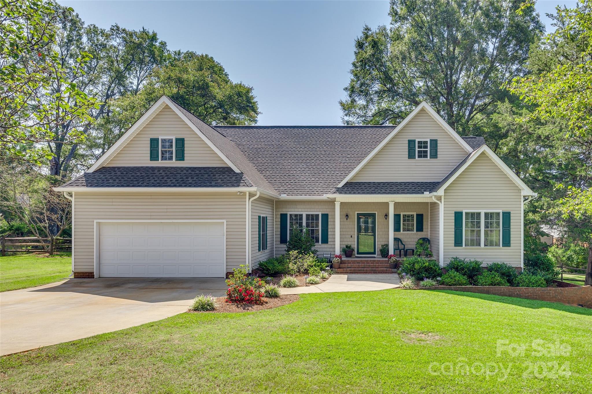 This well-maintained home between York and Rock Hill will surprise you with all it has to offer! While having 3 bedrooms and 2 full bathrooms, the bonus room over the garage, the breakfast room and the functional floor plan will surprise you with charm and possibilities.  The primary bedroom and the great room have vaulted ceilings and the bedroom currently being used as an office has built-in shelving and a window seat.  From the front porch to the back porch/deck area, this home will offer you a quiet and a peaceful place to call "home".  The 1+ acre yard is well landscaped and the backyard is flat and fully fenced.  Also included is an outdoor shed and a 36 x 20 carport that is wired with 30 amps for camper, RV, boat or any outdoor "toy" storage.  The furnace was replaced in 2021 and the house was covered with a new roof and gutters in 2024.  You don't want to miss this house if you are looking for more rural living with no HOA and quick accessibility to both York and Rock Hill.