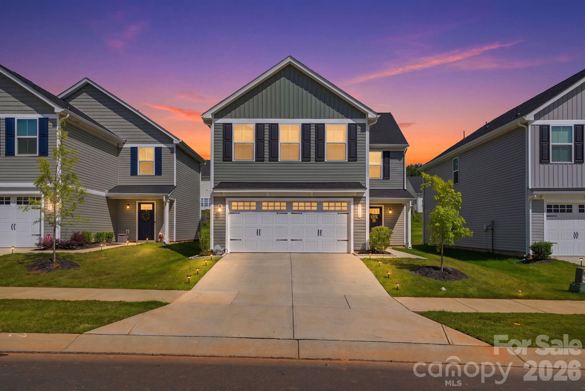 Welcome to Sunset Creek, where low-maintenance living meets modern comfort. Built in 2024, this beautifully designed 4-bedroom, 2.5-bath home offers 1,900 square feet of thoughtfully planned living space in a peaceful, tree-lined community. The open-concept main level is ideal for both everyday living and entertaining, featuring a stylish kitchen with quartz countertops, GE stainless-steel appliances, a spacious island with seating, and seamless flow into the dining area and great room.

Upstairs, retreat to the spacious primary suite complete with a private bath and walk-in closet, while three additional bedrooms provide flexibility for family, guests, or a home office. Laundry room conveniently located on the upper-level.

Step outside to enjoy your private backyard and patio, perfect for grilling, relaxing, or gathering with friends. Lawn maintenance is included, giving you more time to enjoy life and less time spent on yard work. A two-car garage, driveway parking, sidewalks, and community streetlights add to the home's appeal.

Conveniently located just minutes from Riverbend Village, the U.S. National Whitewater Center, Topgolf, Charlotte Douglas International Airport, major highways, shopping, dining, and everyday conveniences, this move-in-ready home offers the perfect combination of comfort, convenience, and value.